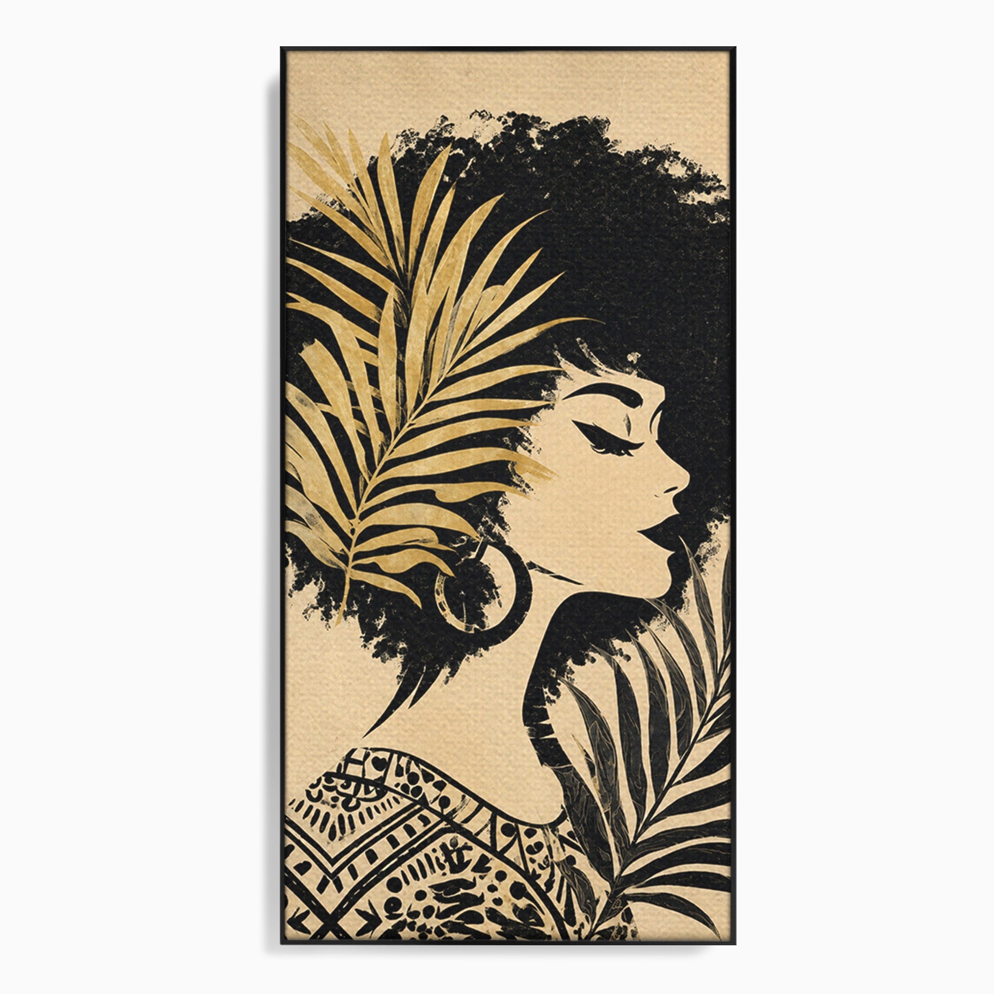Tablou Canvas Premium LuxCanva® G1246, Silueta Eleganta Afro, Silueta, Femeie, Arta, Portret, Birou, Culori Vibrante