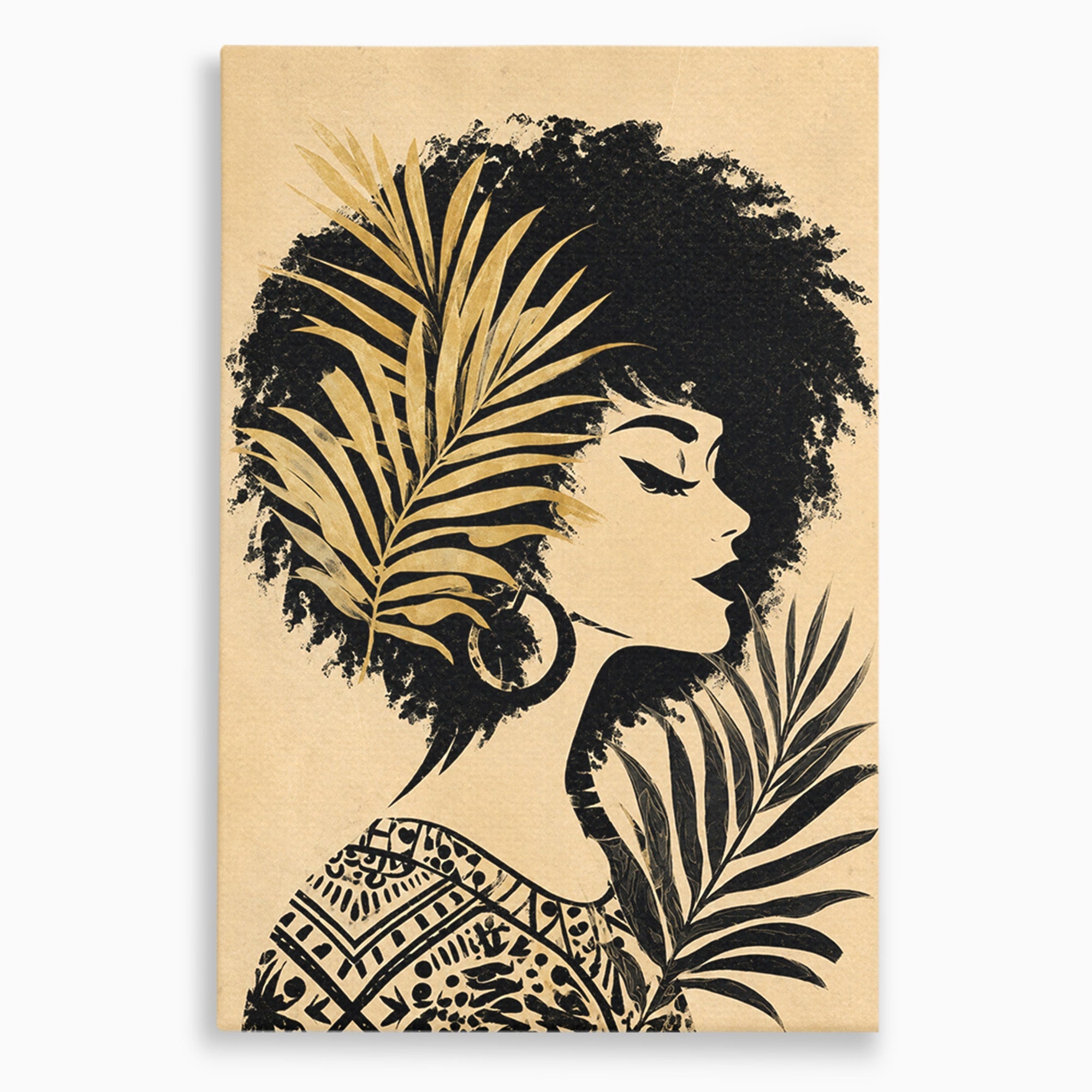 Tablou Canvas Premium LuxCanva® G1246, Silueta Eleganta Afro, Silueta, Femeie, Arta, Portret, Birou, Culori Vibrante