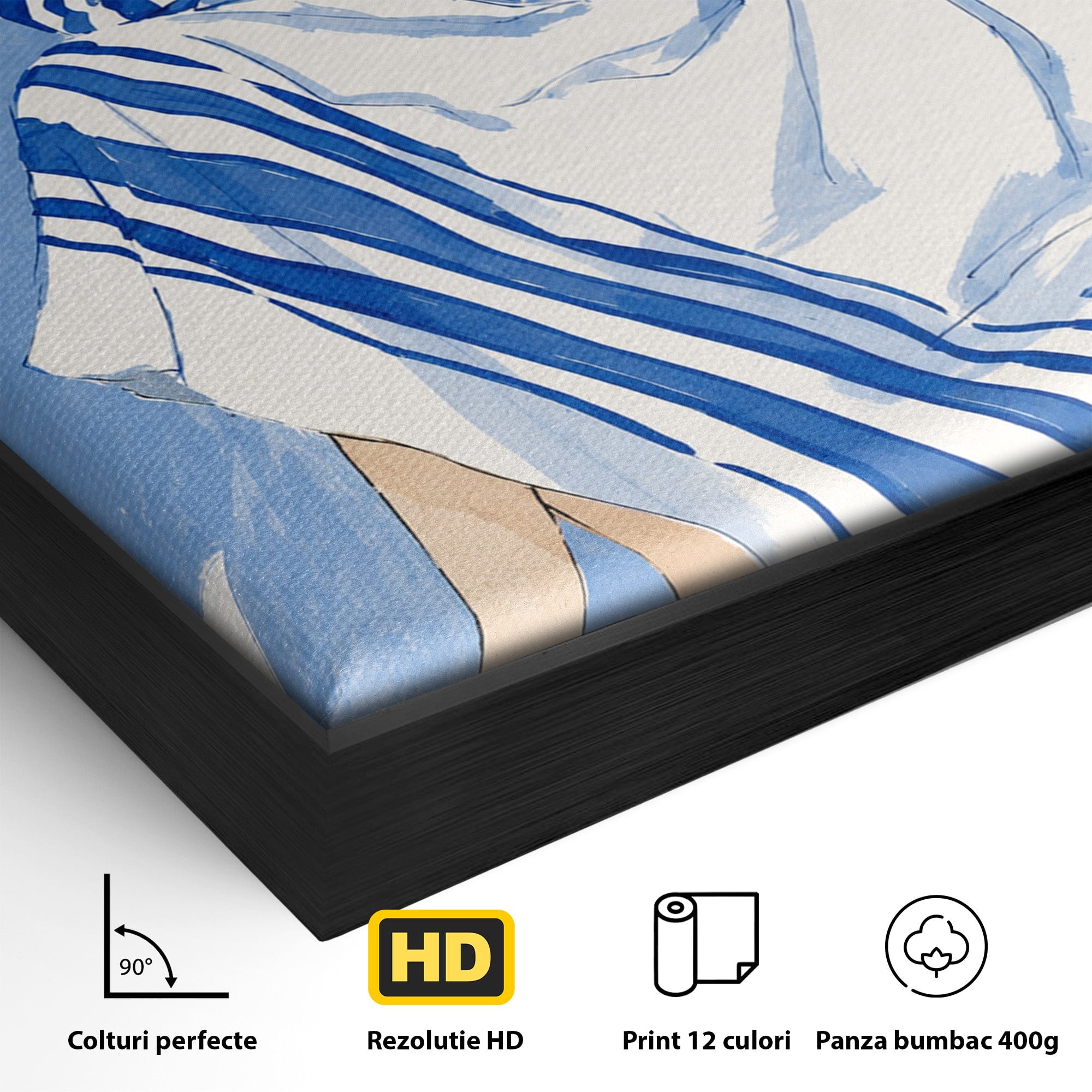 Tablou Canvas Premium LuxCanva® G1247, Femeie Eleganta In Albastru, Femeie, Moda, Eleganta, Birou, Stil, Vacanta, Culori Vibrante