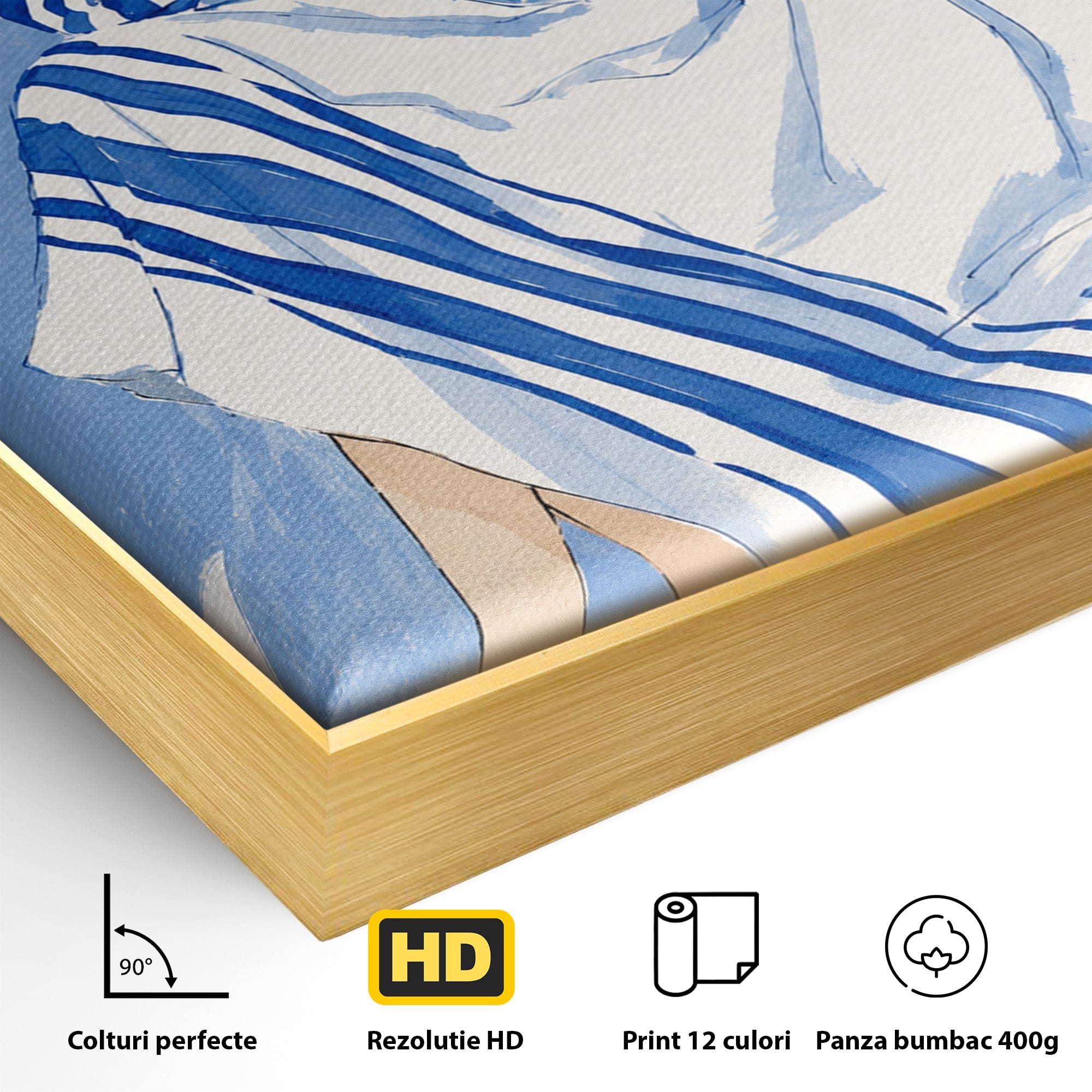 Tablou Canvas Premium LuxCanva® G1247, Femeie Eleganta In Albastru, Femeie, Moda, Eleganta, Birou, Stil, Vacanta, Culori Vibrante