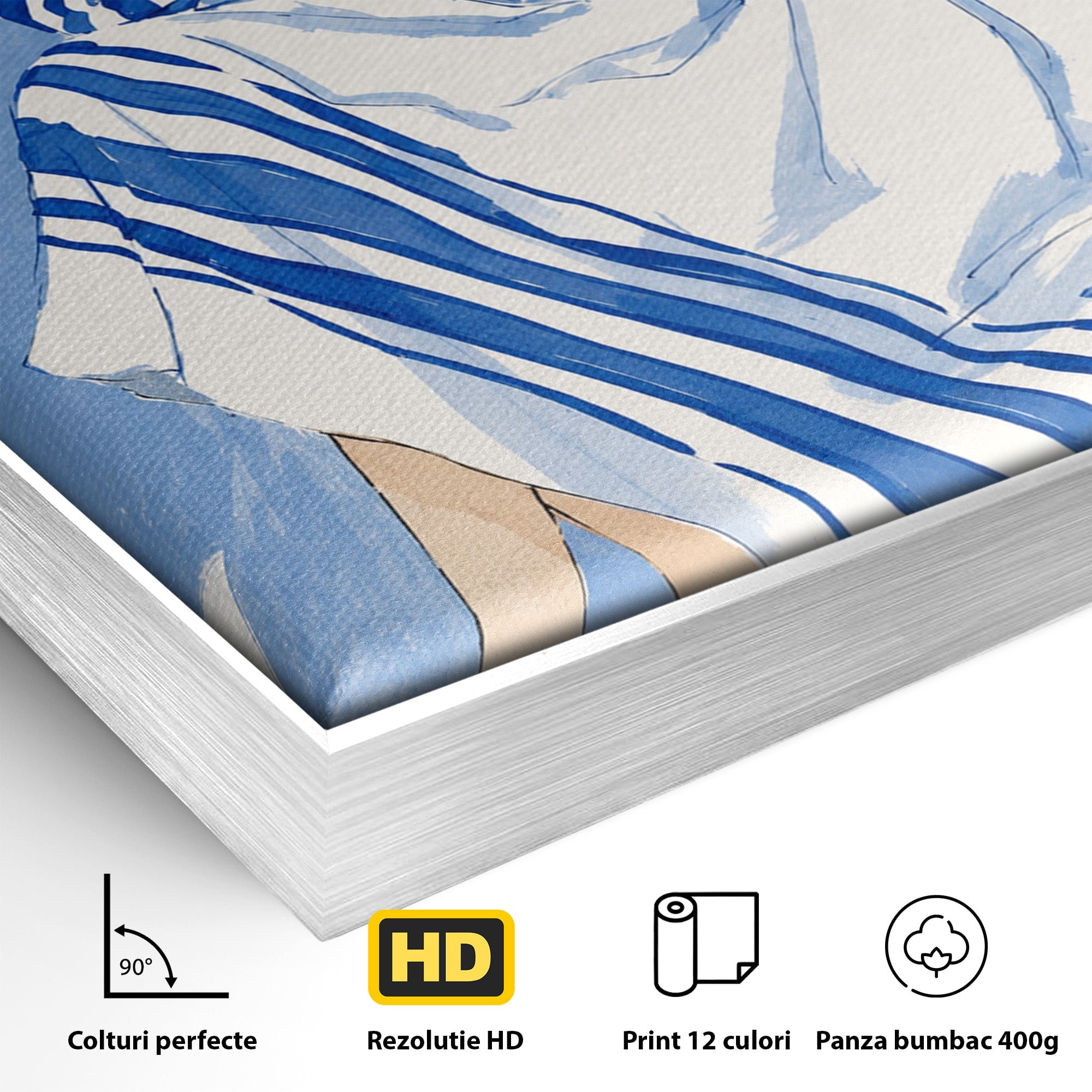 Tablou Canvas Premium LuxCanva® G1247, Femeie Eleganta In Albastru, Femeie, Moda, Eleganta, Birou, Stil, Vacanta, Culori Vibrante