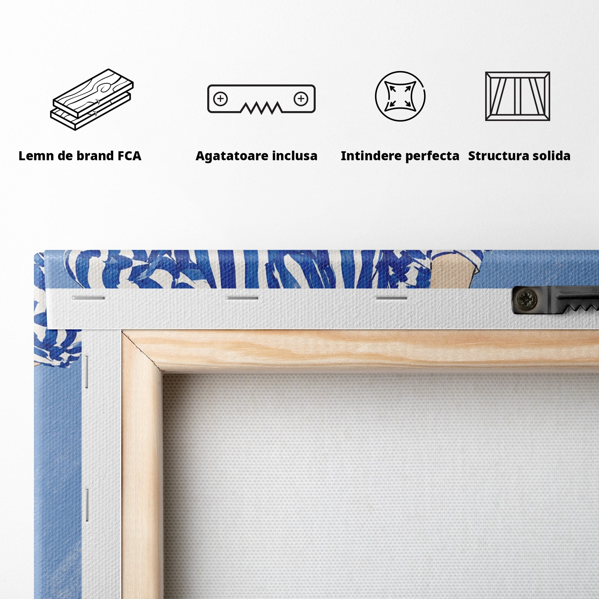 Tablou Canvas Premium LuxCanva® G1247, Femeie Eleganta In Albastru, Femeie, Moda, Eleganta, Birou, Stil, Vacanta, Culori Vibrante