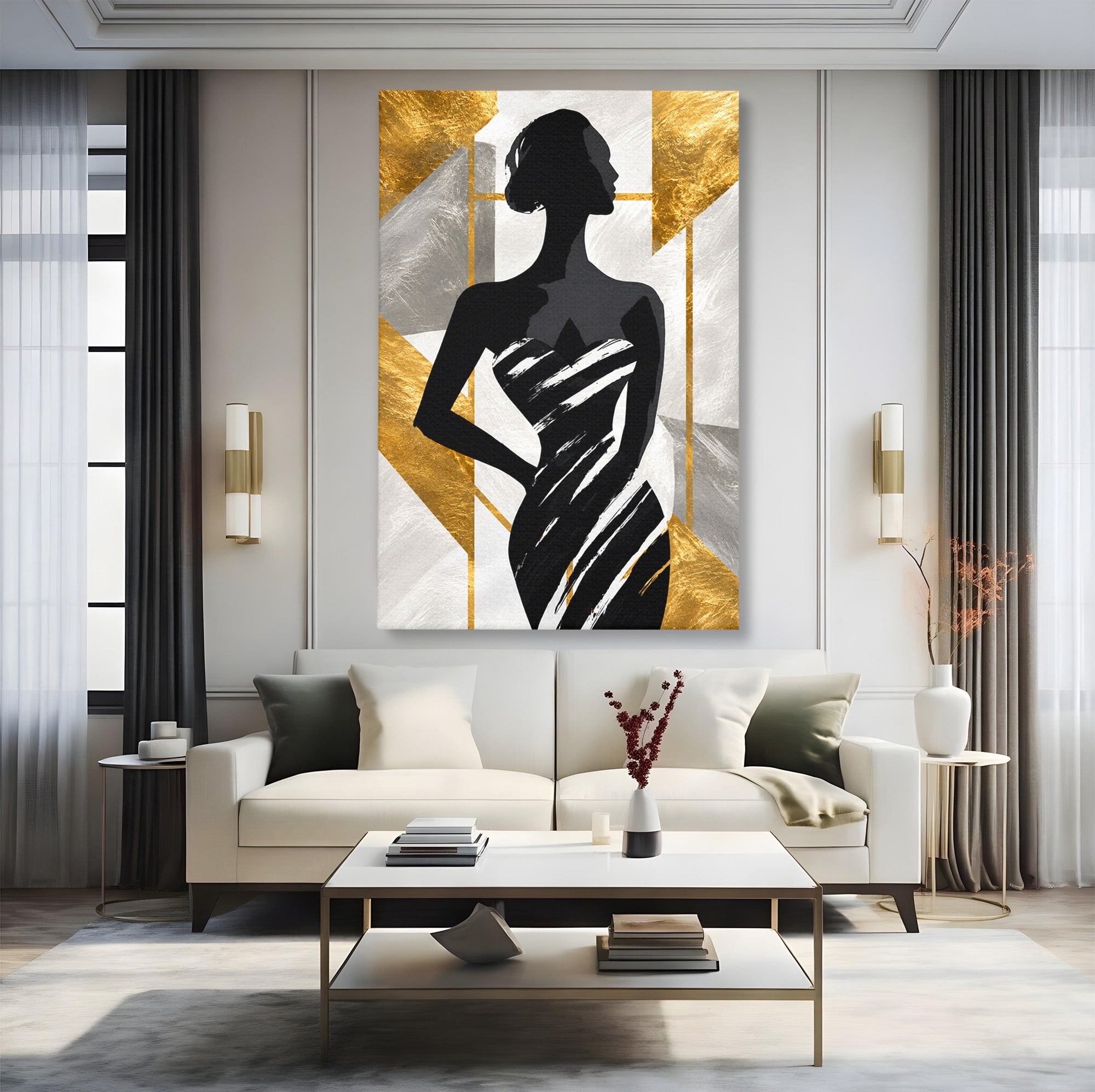Tablou Canvas Premium LuxCanva® G1249, Silueta Eleganta, Silueta, Eleganta, Abstract, Birou, Dormitor, Culori Vibrante