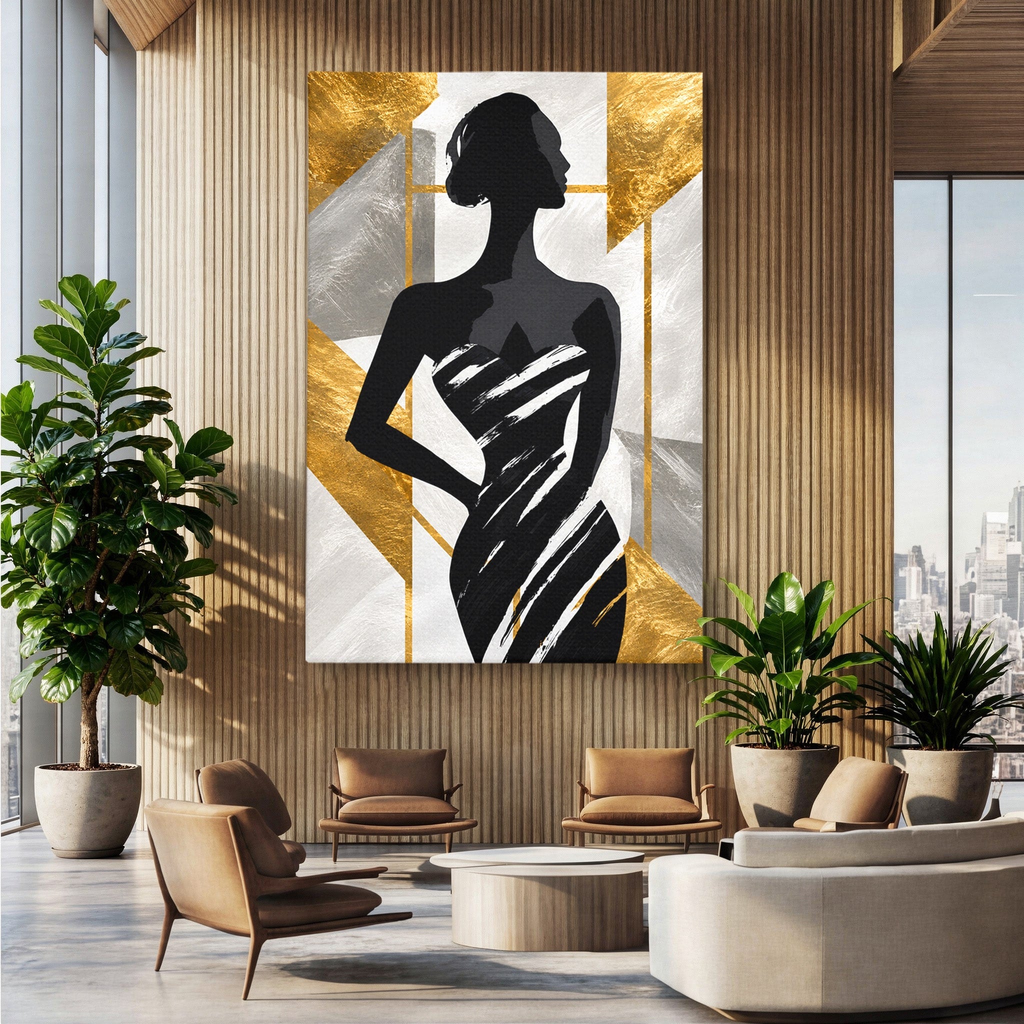 Tablou Canvas Premium LuxCanva® G1249, Silueta Eleganta, Silueta, Eleganta, Abstract, Birou, Dormitor, Culori Vibrante