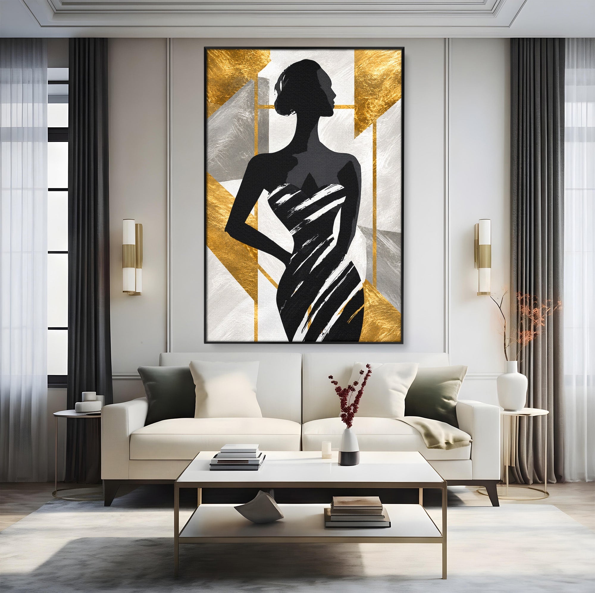 Tablou Canvas Premium LuxCanva® G1249, Silueta Eleganta, Silueta, Eleganta, Abstract, Birou, Dormitor, Culori Vibrante