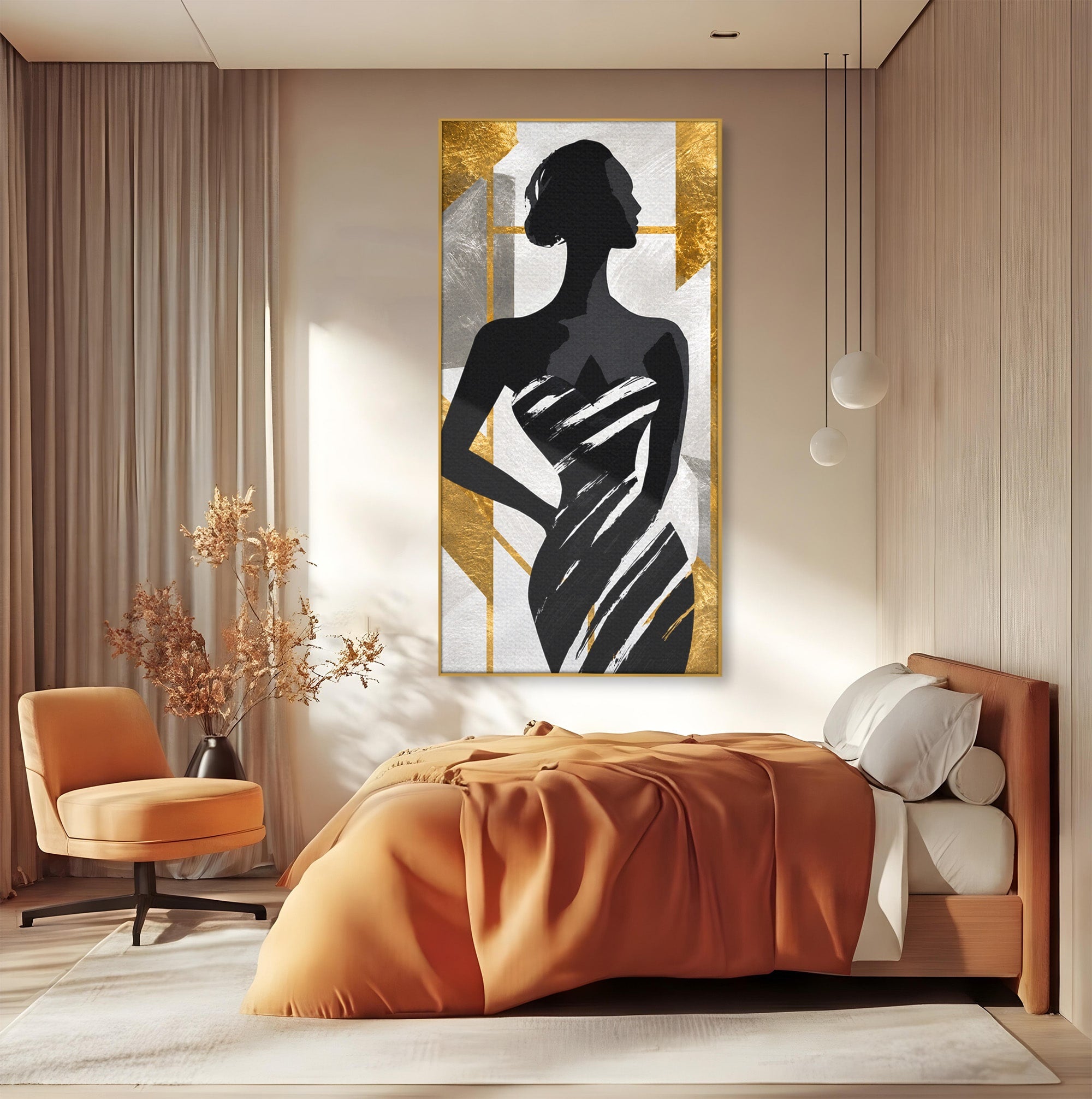 Tablou Canvas Premium LuxCanva® G1249, Silueta Eleganta, Silueta, Eleganta, Abstract, Birou, Dormitor, Culori Vibrante