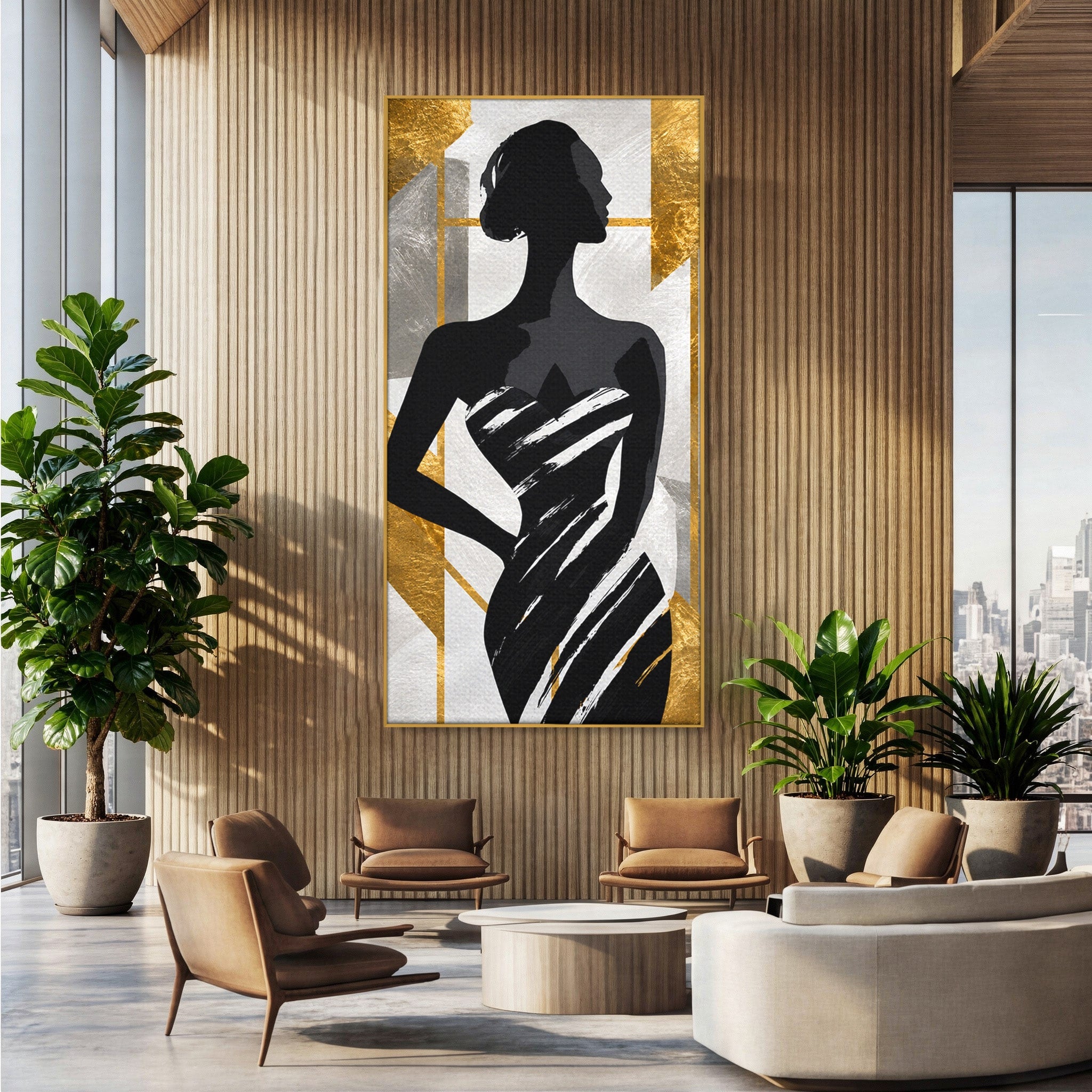 Tablou Canvas Premium LuxCanva® G1249, Silueta Eleganta, Silueta, Eleganta, Abstract, Birou, Dormitor, Culori Vibrante
