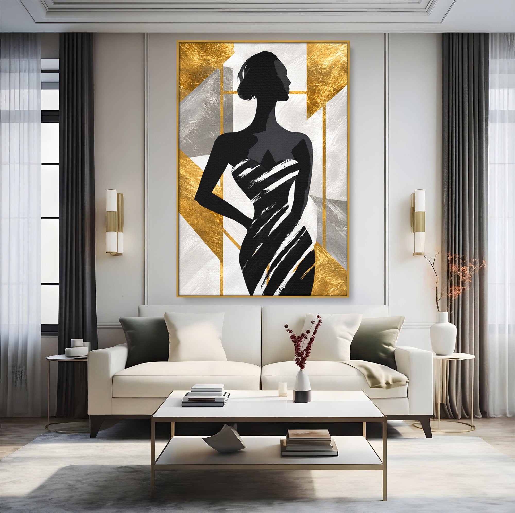 Tablou Canvas Premium LuxCanva® G1249, Silueta Eleganta, Silueta, Eleganta, Abstract, Birou, Dormitor, Culori Vibrante