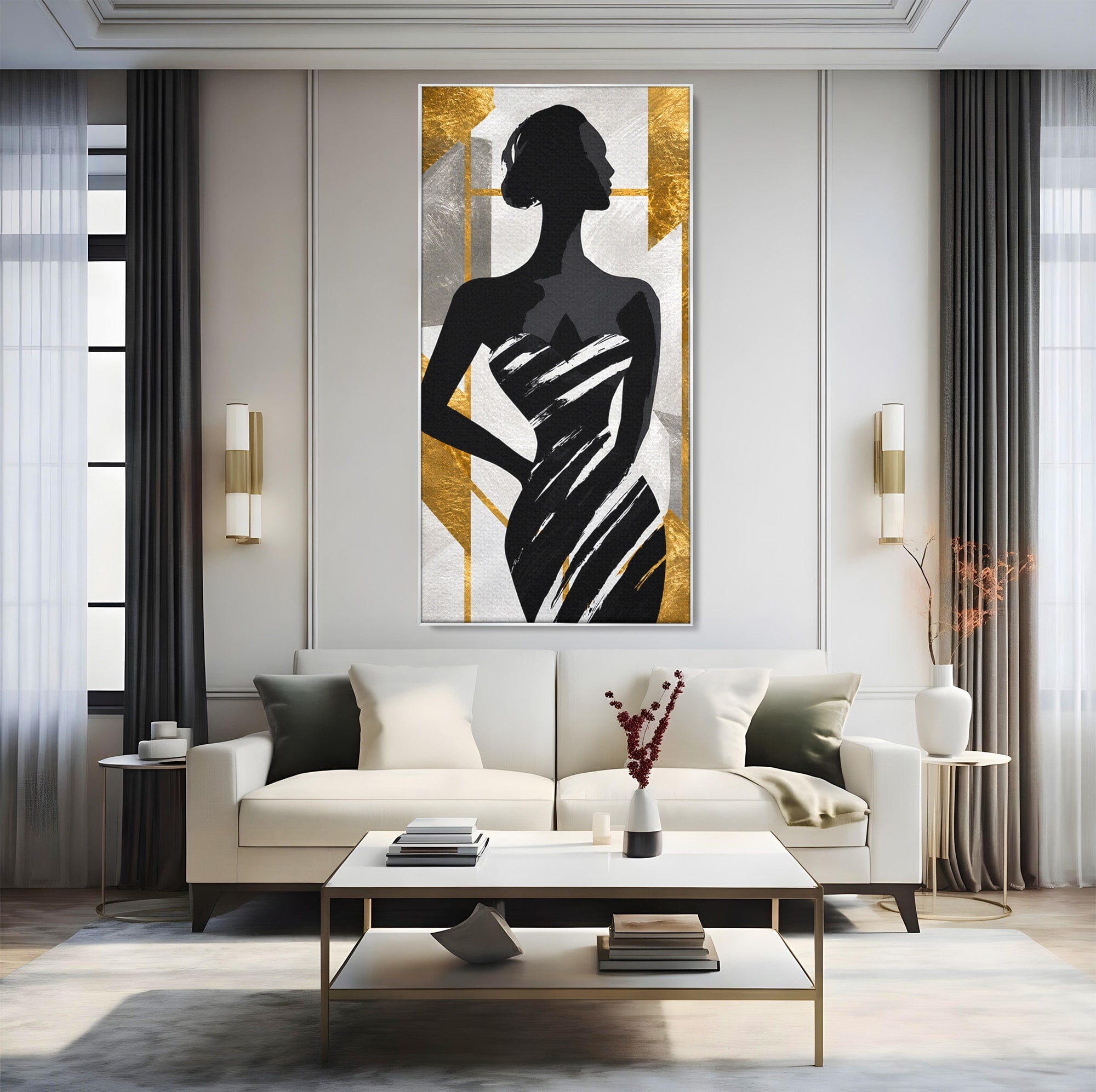 Tablou Canvas Premium LuxCanva® G1249, Silueta Eleganta, Silueta, Eleganta, Abstract, Birou, Dormitor, Culori Vibrante