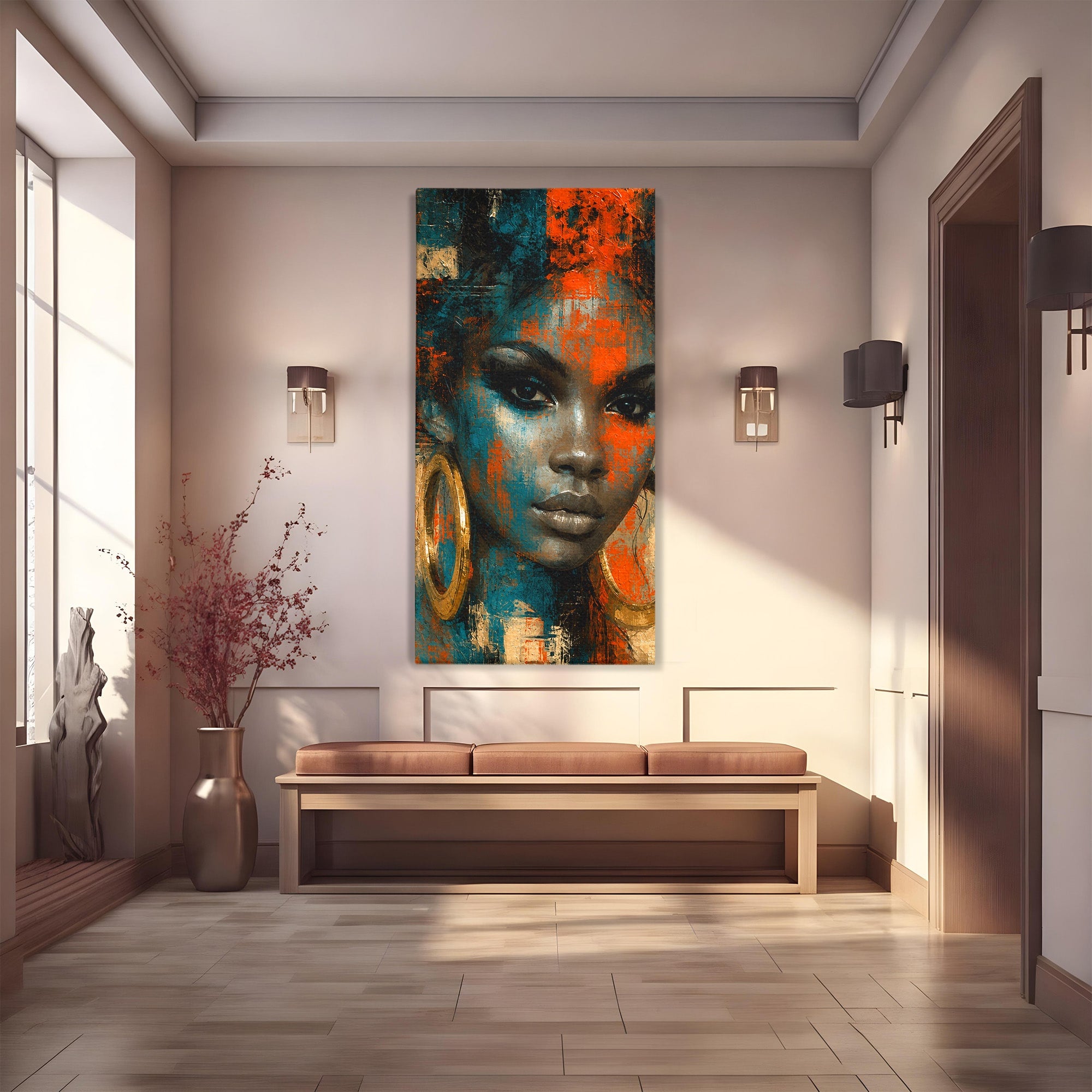 Tablou Canvas Premium LuxCanva® G1254, Portret Contemporan Femeie, Portret, Femeie, Modern, Arta Abstracta, Dormitor, Culori Vibrante