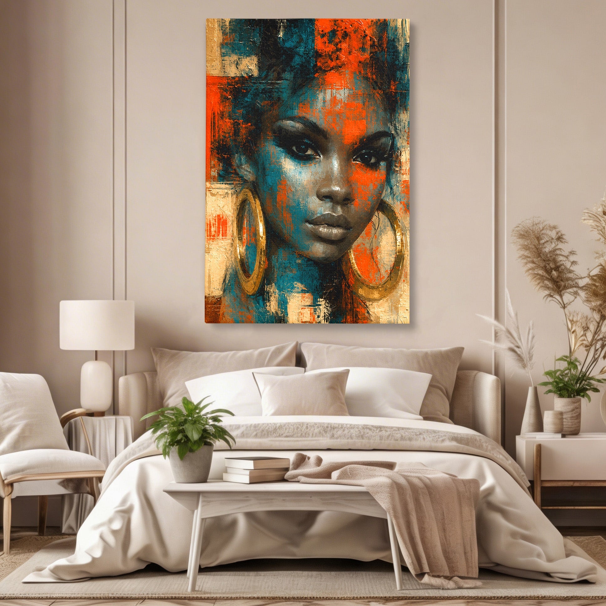 Tablou Canvas Premium LuxCanva® G1254, Portret Contemporan Femeie, Portret, Femeie, Modern, Arta Abstracta, Dormitor, Culori Vibrante