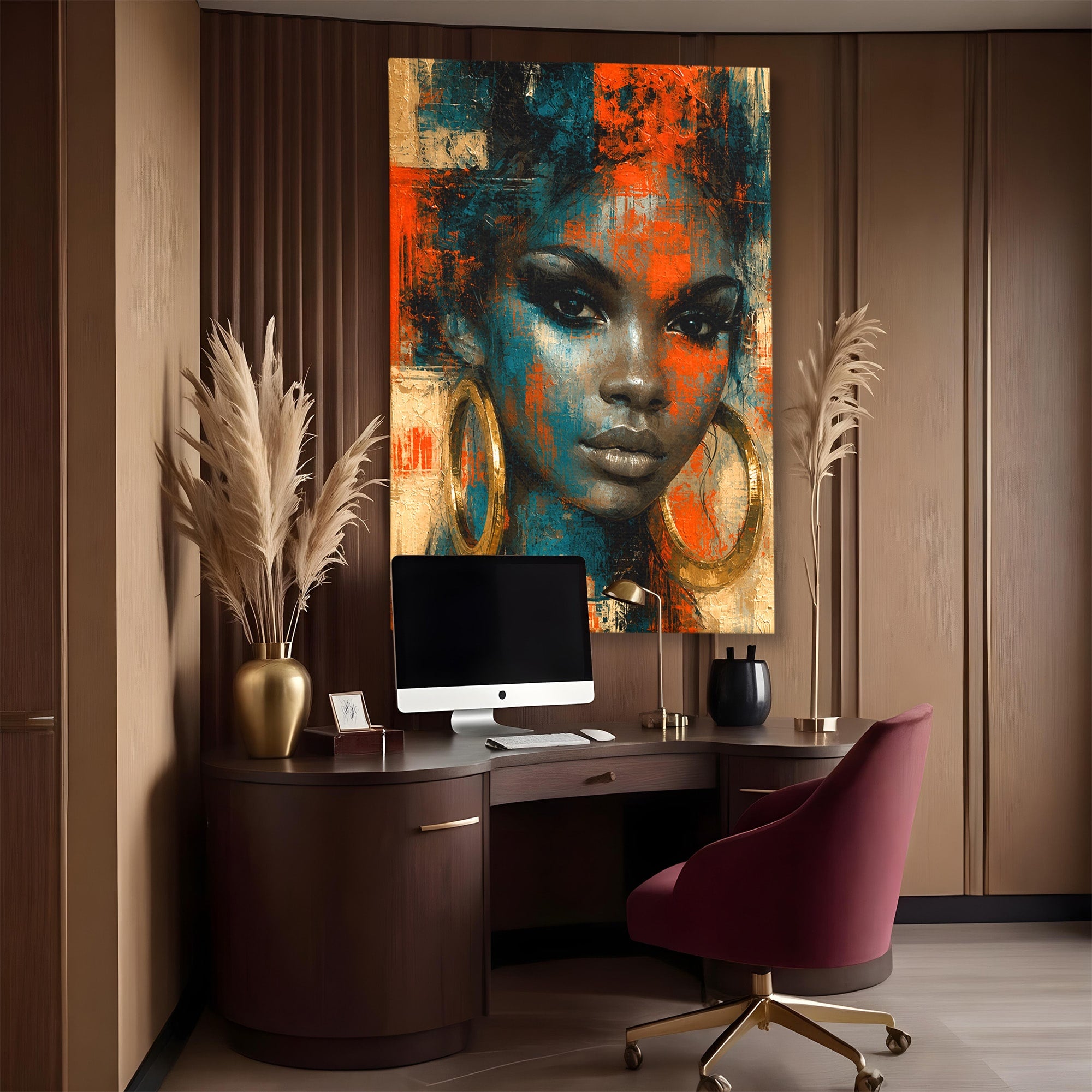 Tablou Canvas Premium LuxCanva® G1254, Portret Contemporan Femeie, Portret, Femeie, Modern, Arta Abstracta, Dormitor, Culori Vibrante
