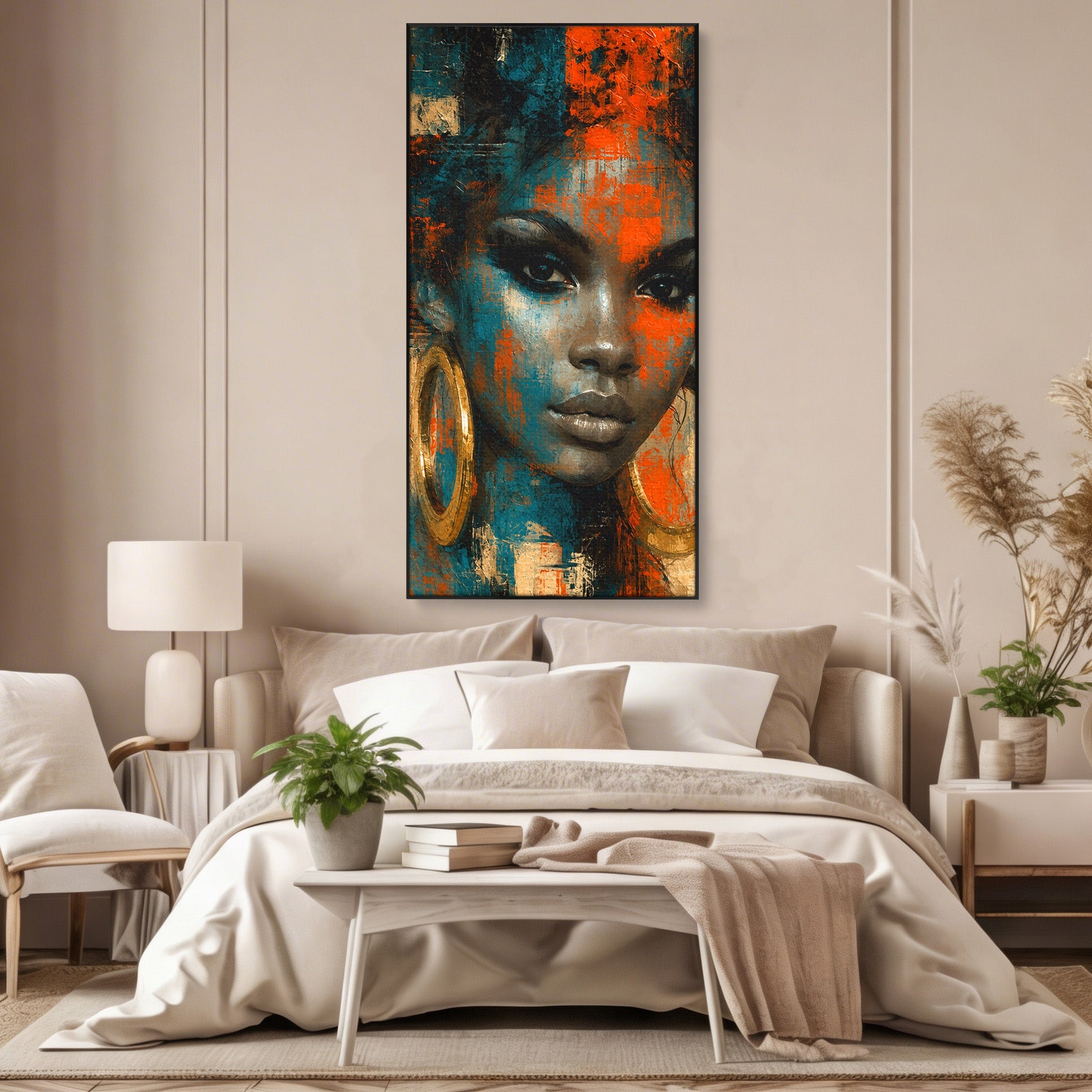 Tablou Canvas Premium LuxCanva® G1254, Portret Contemporan Femeie, Portret, Femeie, Modern, Arta Abstracta, Dormitor, Culori Vibrante