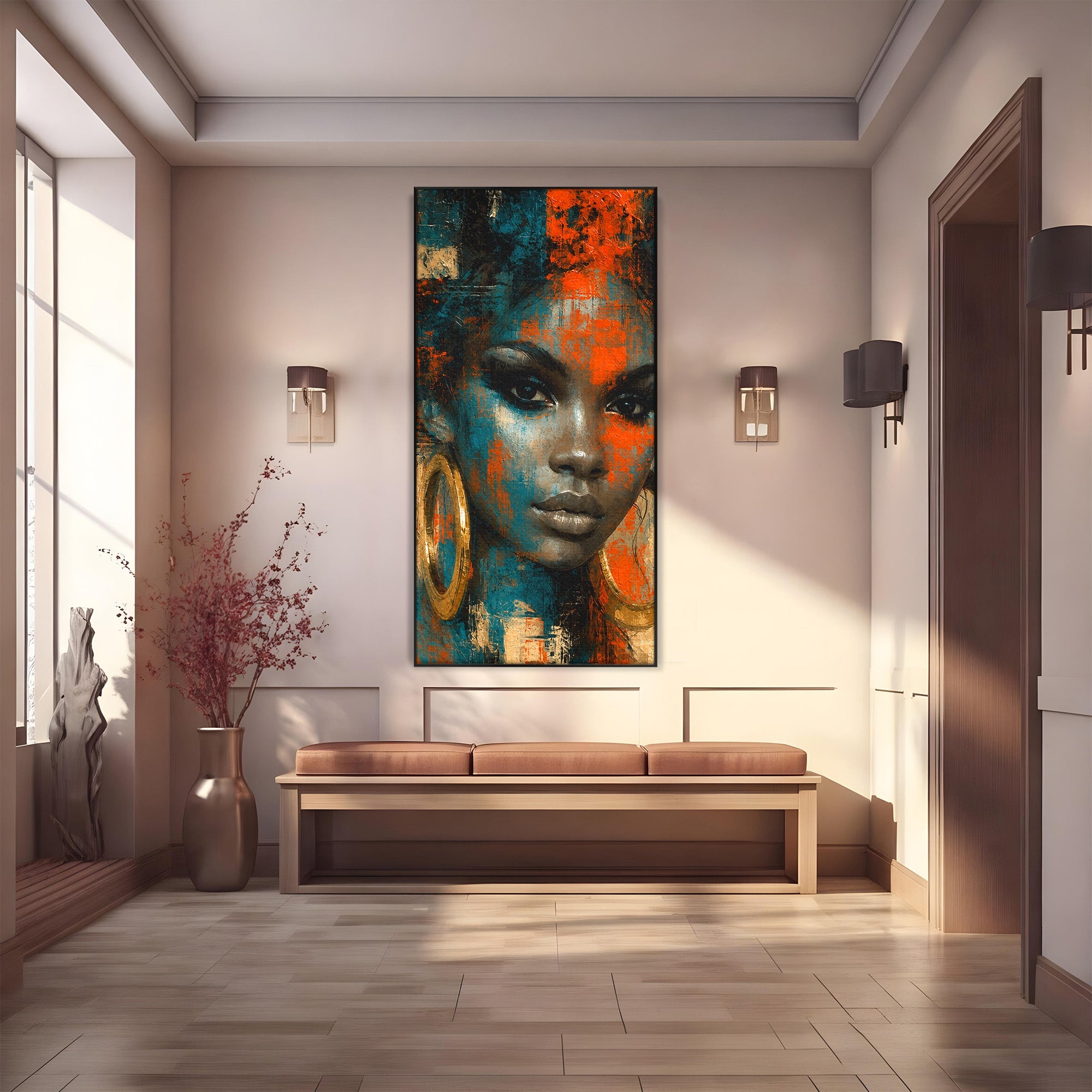 Tablou Canvas Premium LuxCanva® G1254, Portret Contemporan Femeie, Portret, Femeie, Modern, Arta Abstracta, Dormitor, Culori Vibrante