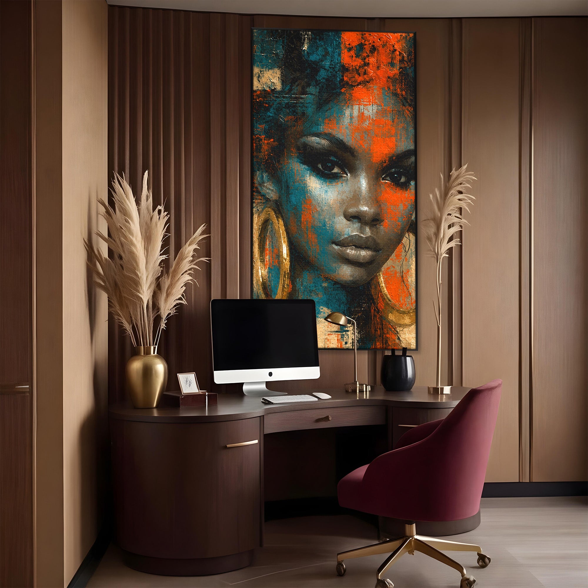 Tablou Canvas Premium LuxCanva® G1254, Portret Contemporan Femeie, Portret, Femeie, Modern, Arta Abstracta, Dormitor, Culori Vibrante