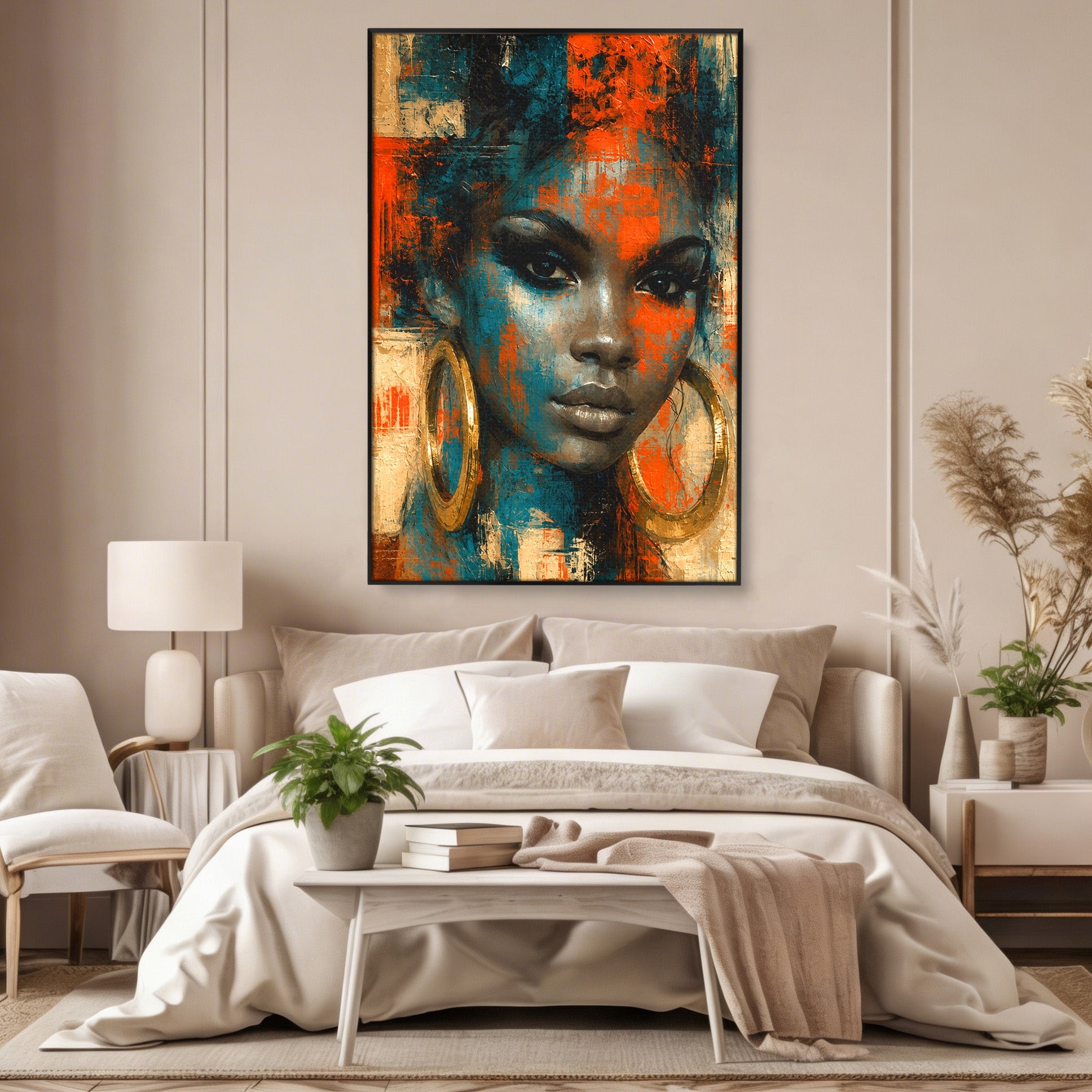 Tablou Canvas Premium LuxCanva® G1254, Portret Contemporan Femeie, Portret, Femeie, Modern, Arta Abstracta, Dormitor, Culori Vibrante