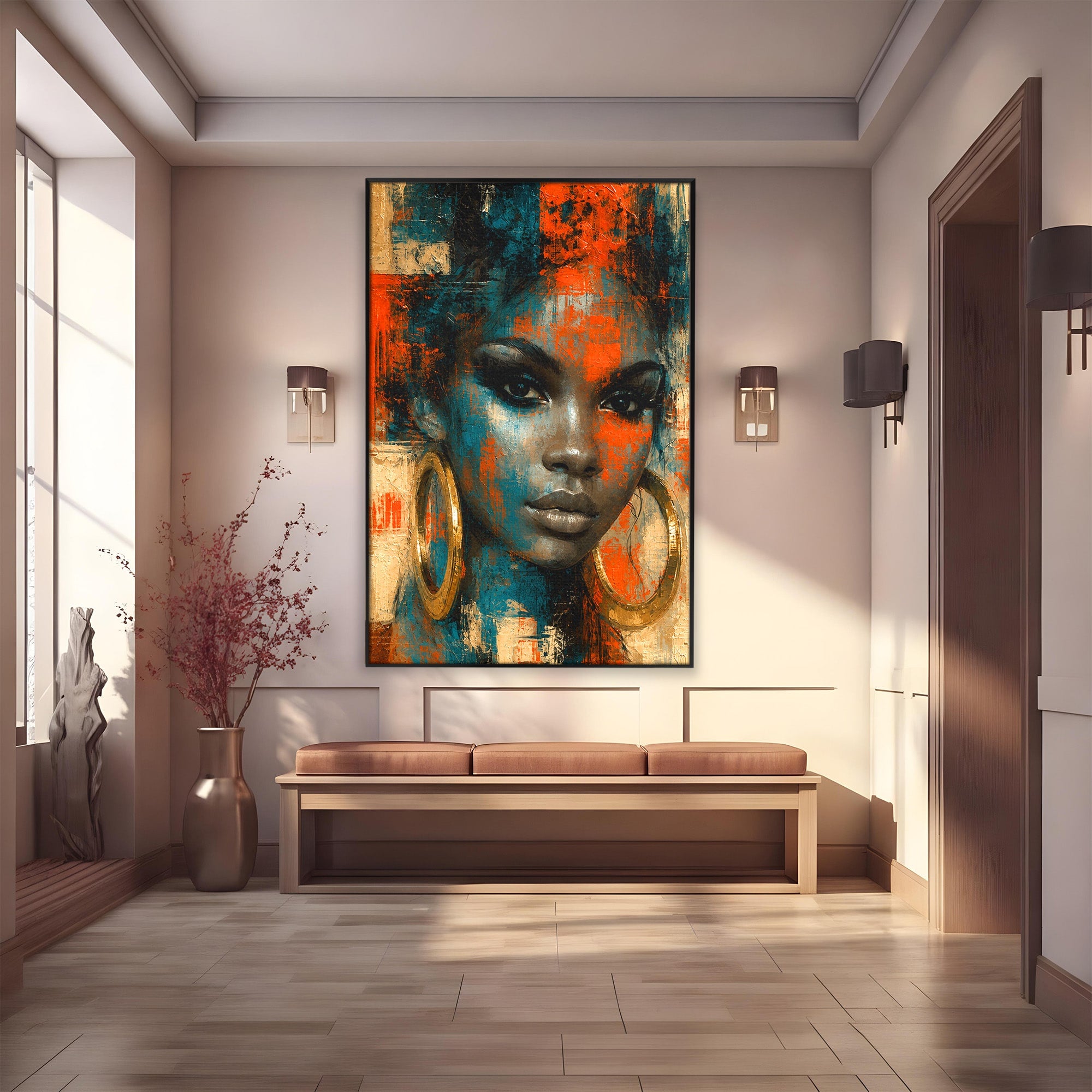 Tablou Canvas Premium LuxCanva® G1254, Portret Contemporan Femeie, Portret, Femeie, Modern, Arta Abstracta, Dormitor, Culori Vibrante