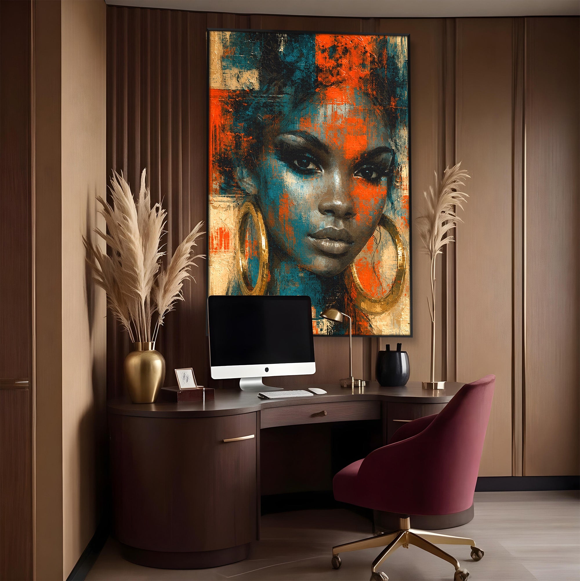 Tablou Canvas Premium LuxCanva® G1254, Portret Contemporan Femeie, Portret, Femeie, Modern, Arta Abstracta, Dormitor, Culori Vibrante