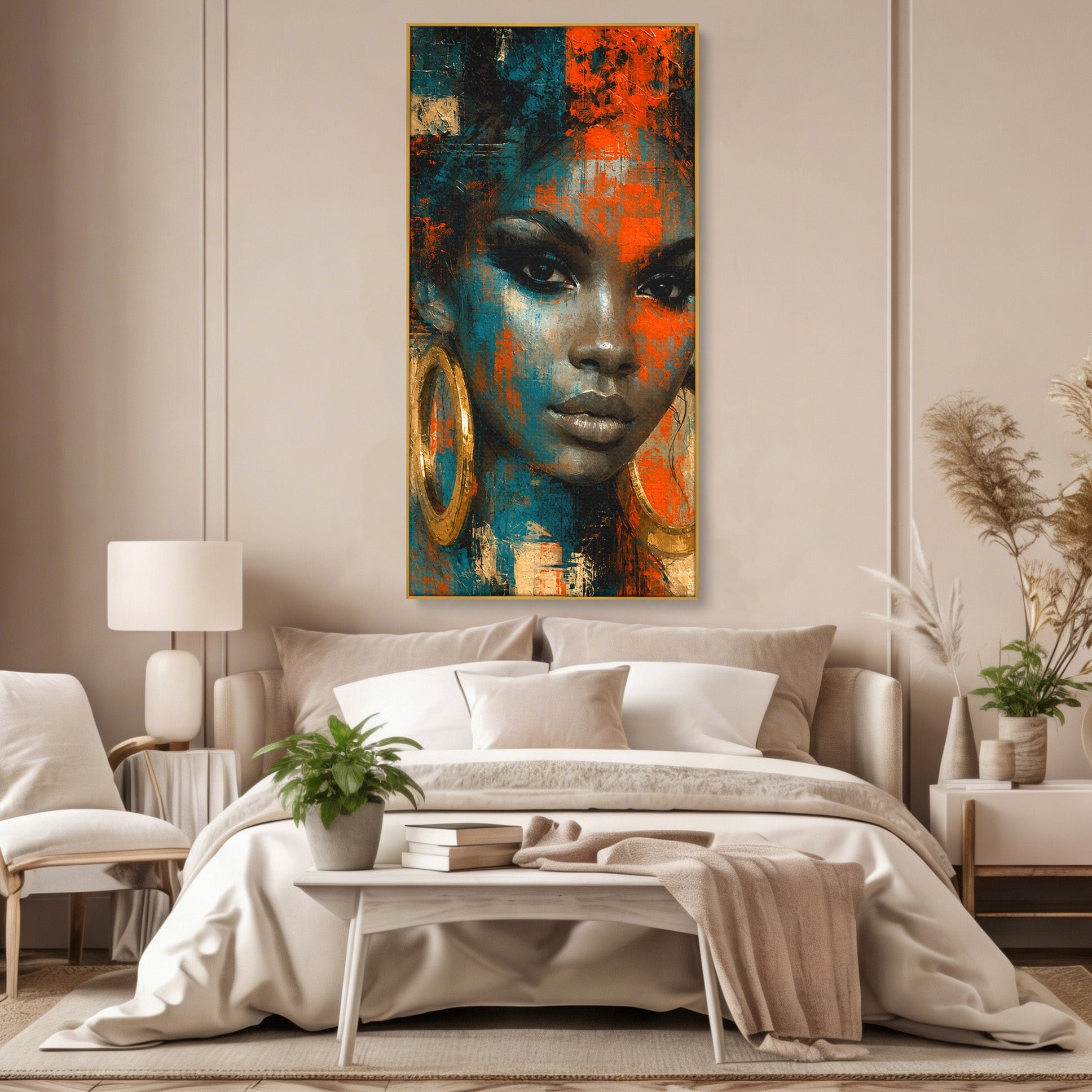 Tablou Canvas Premium LuxCanva® G1254, Portret Contemporan Femeie, Portret, Femeie, Modern, Arta Abstracta, Dormitor, Culori Vibrante