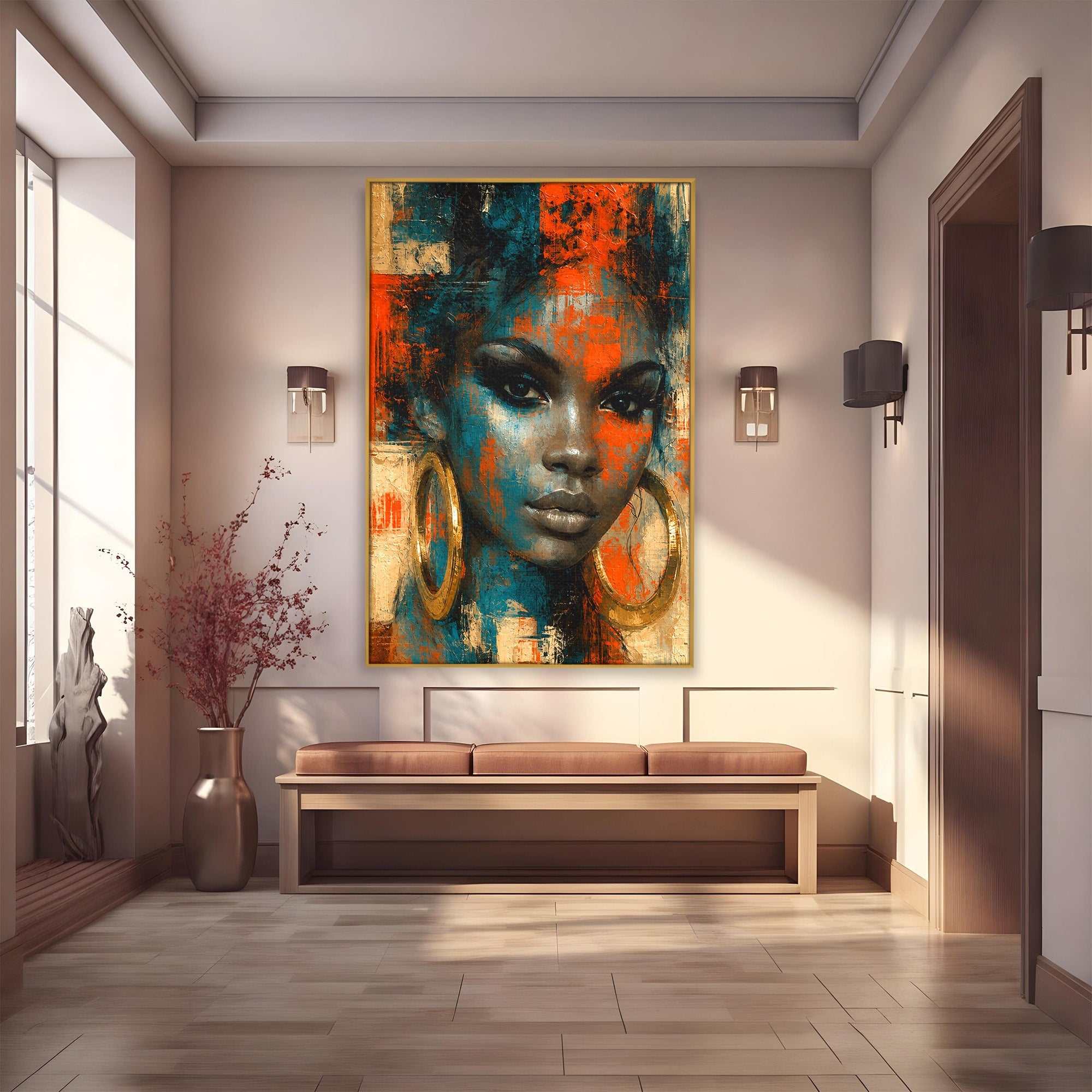 Tablou Canvas Premium LuxCanva® G1254, Portret Contemporan Femeie, Portret, Femeie, Modern, Arta Abstracta, Dormitor, Culori Vibrante