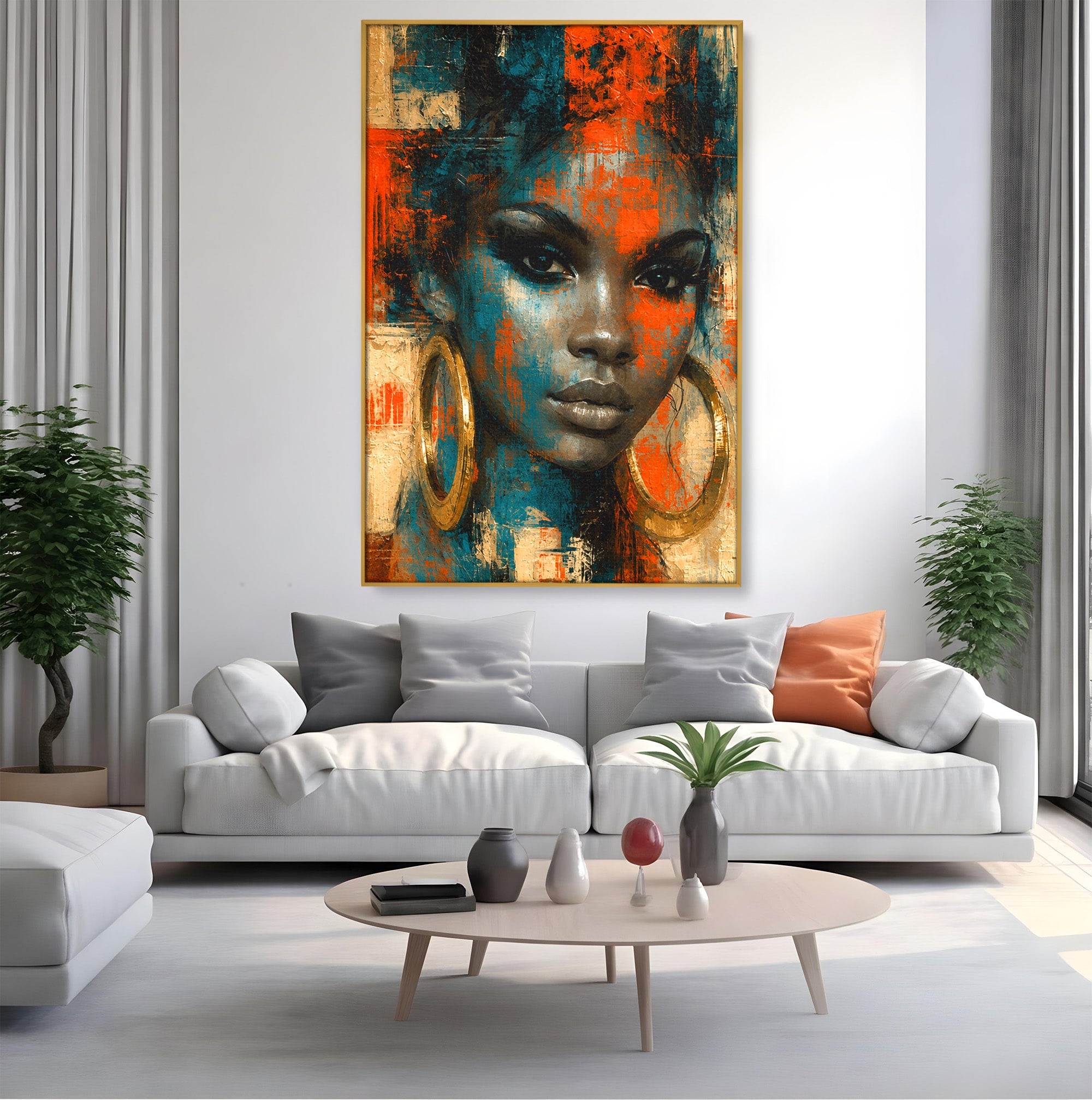Tablou Canvas Premium LuxCanva® G1254, Portret Contemporan Femeie, Portret, Femeie, Modern, Arta Abstracta, Dormitor, Culori Vibrante