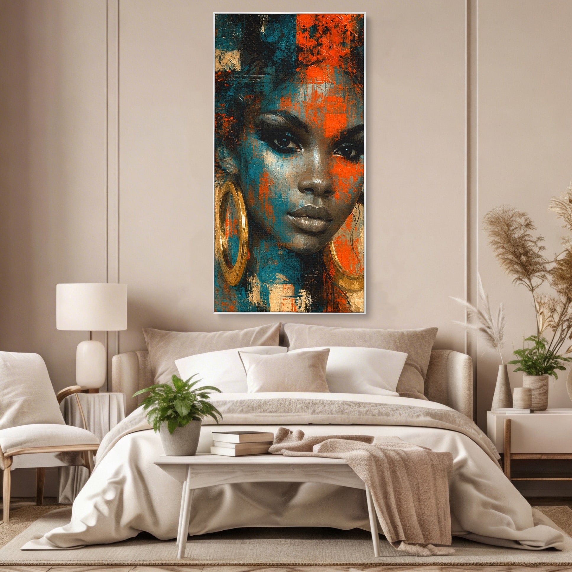Tablou Canvas Premium LuxCanva® G1254, Portret Contemporan Femeie, Portret, Femeie, Modern, Arta Abstracta, Dormitor, Culori Vibrante