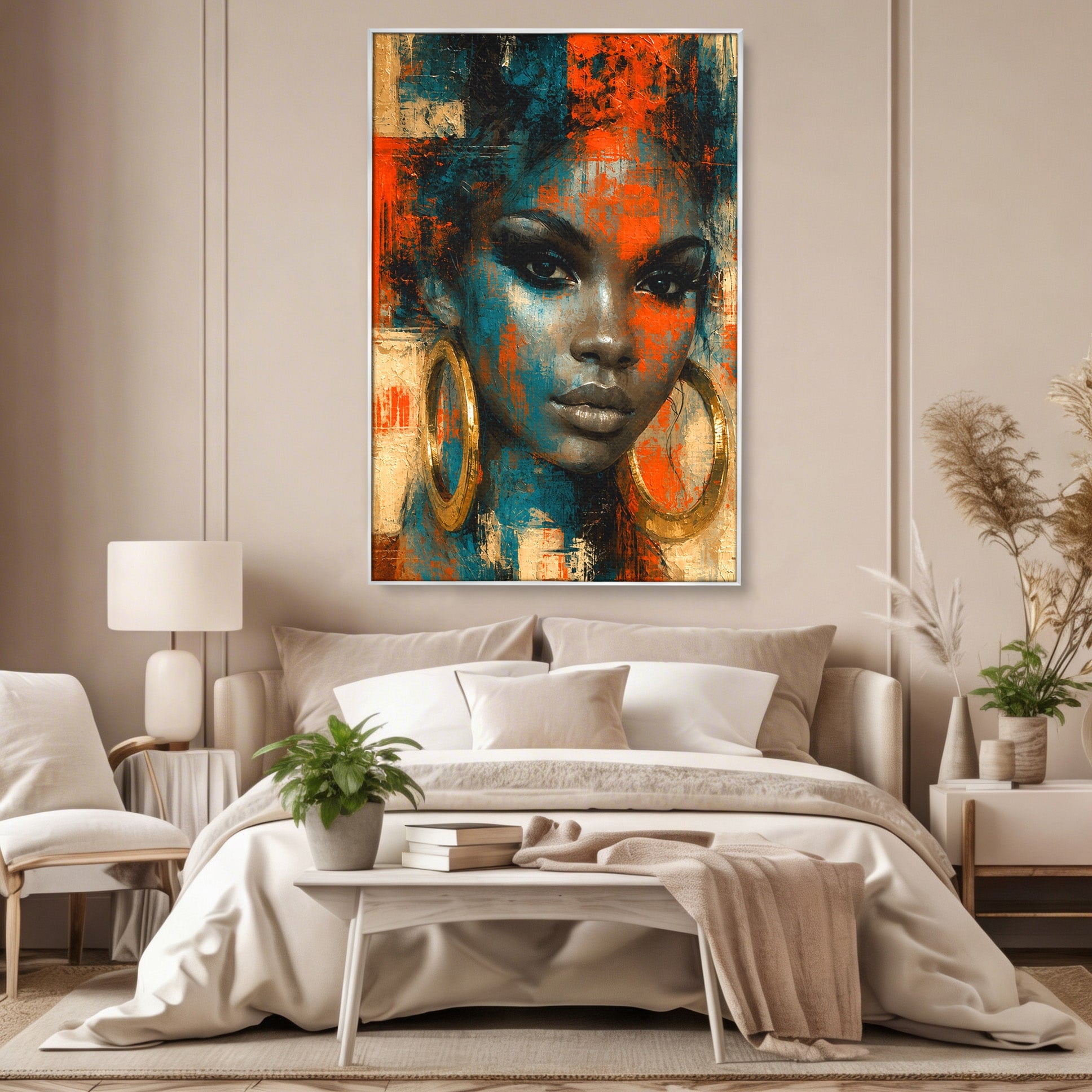 Tablou Canvas Premium LuxCanva® G1254, Portret Contemporan Femeie, Portret, Femeie, Modern, Arta Abstracta, Dormitor, Culori Vibrante