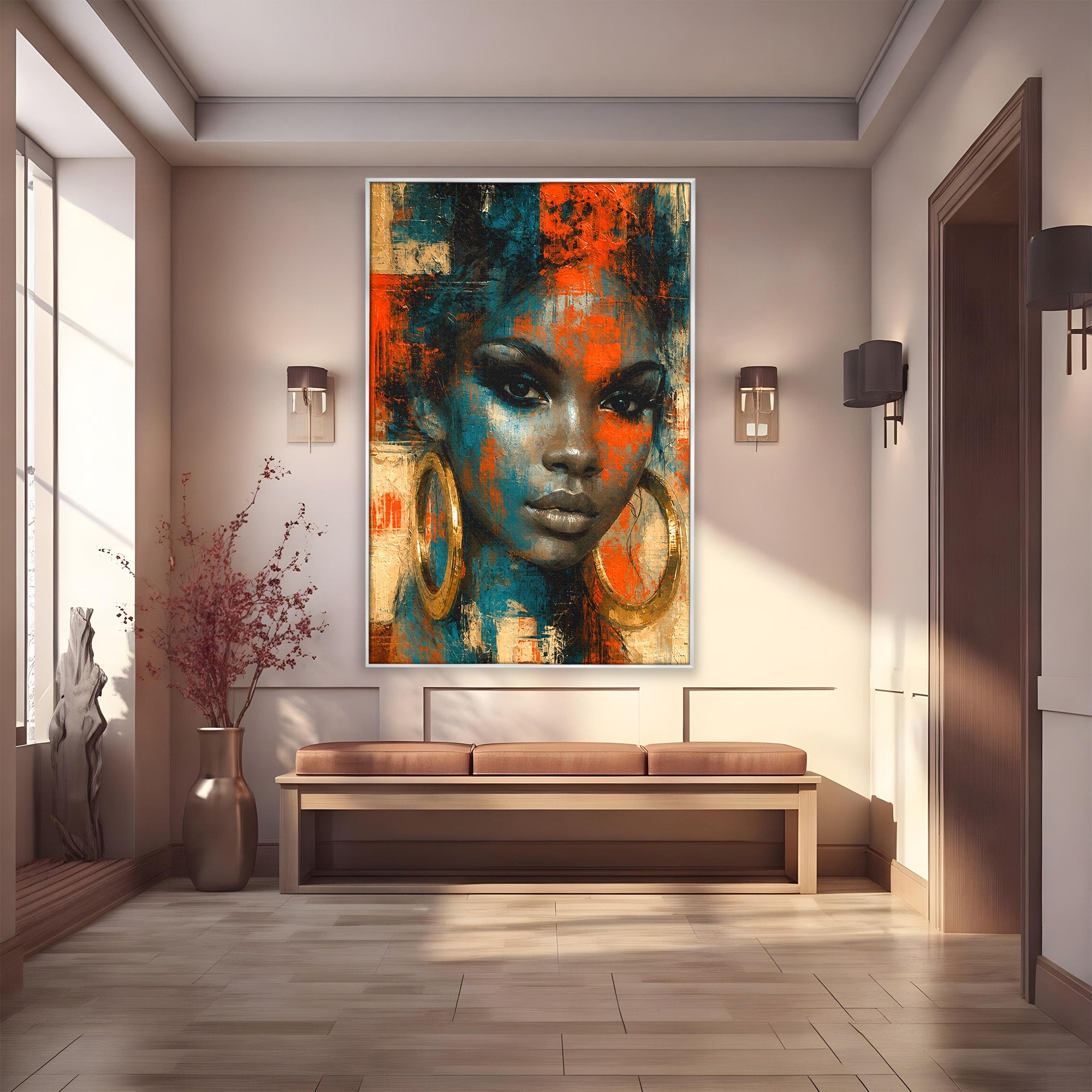 Tablou Canvas Premium LuxCanva® G1254, Portret Contemporan Femeie, Portret, Femeie, Modern, Arta Abstracta, Dormitor, Culori Vibrante
