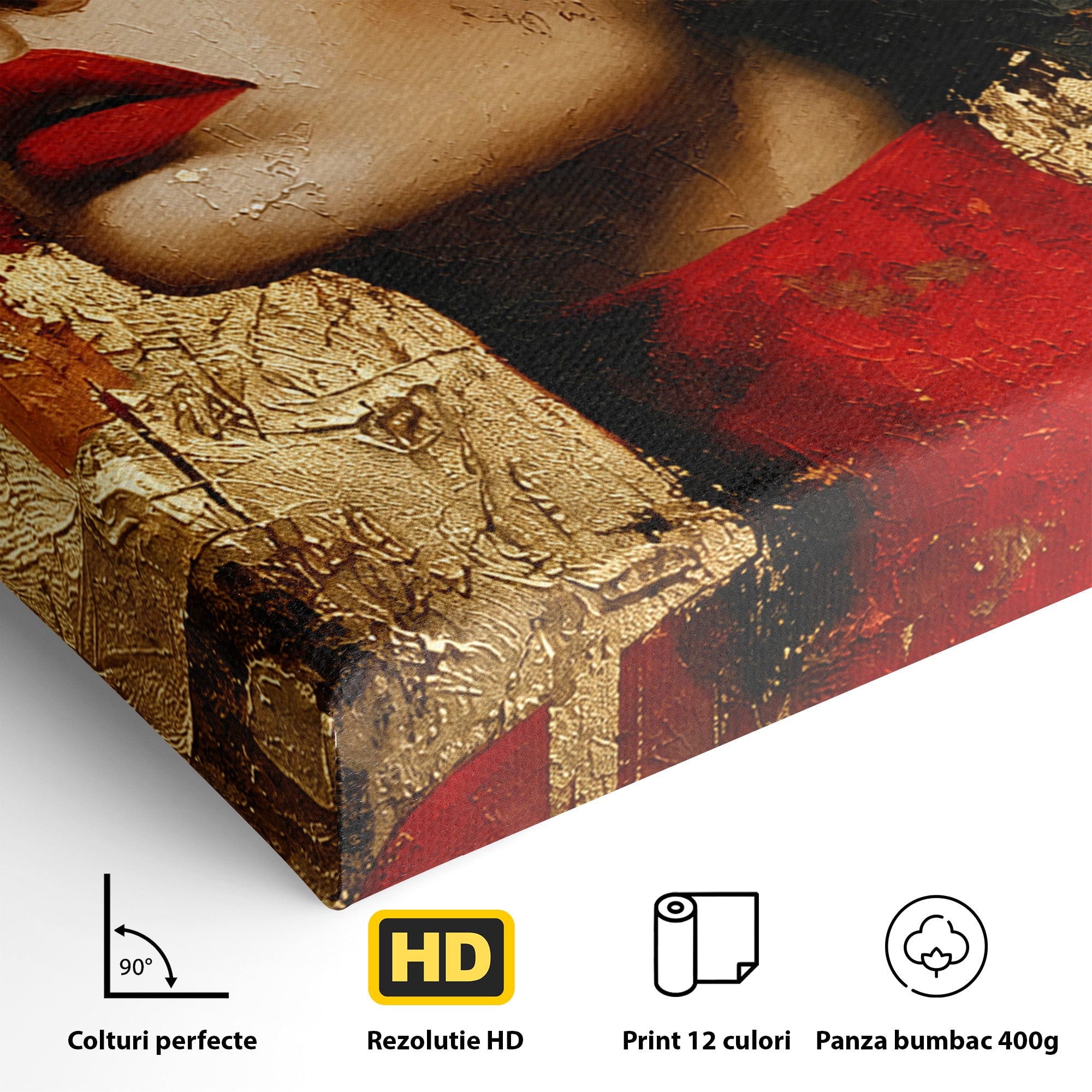 Tablou Canvas Premium LuxCanva® G1255, Misterul Macilor Aurii, Portret, Femeie, Mac, Arta Abstracta, Dormitor, Culori Vibrante