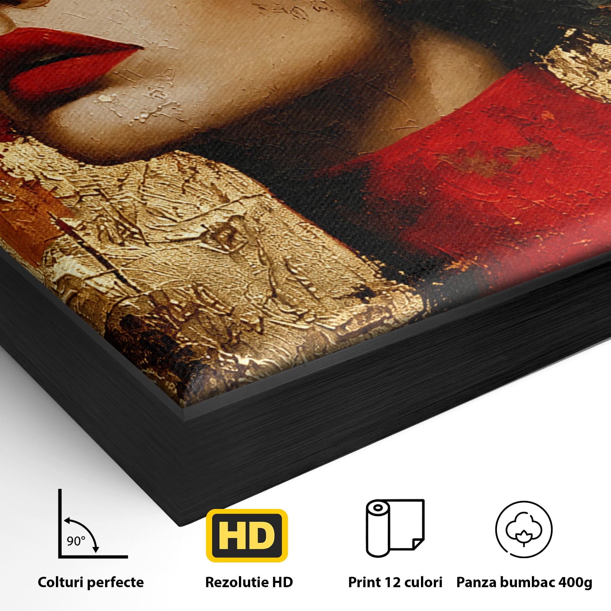 Tablou Canvas Premium LuxCanva® G1255, Misterul Macilor Aurii, Portret, Femeie, Mac, Arta Abstracta, Dormitor, Culori Vibrante