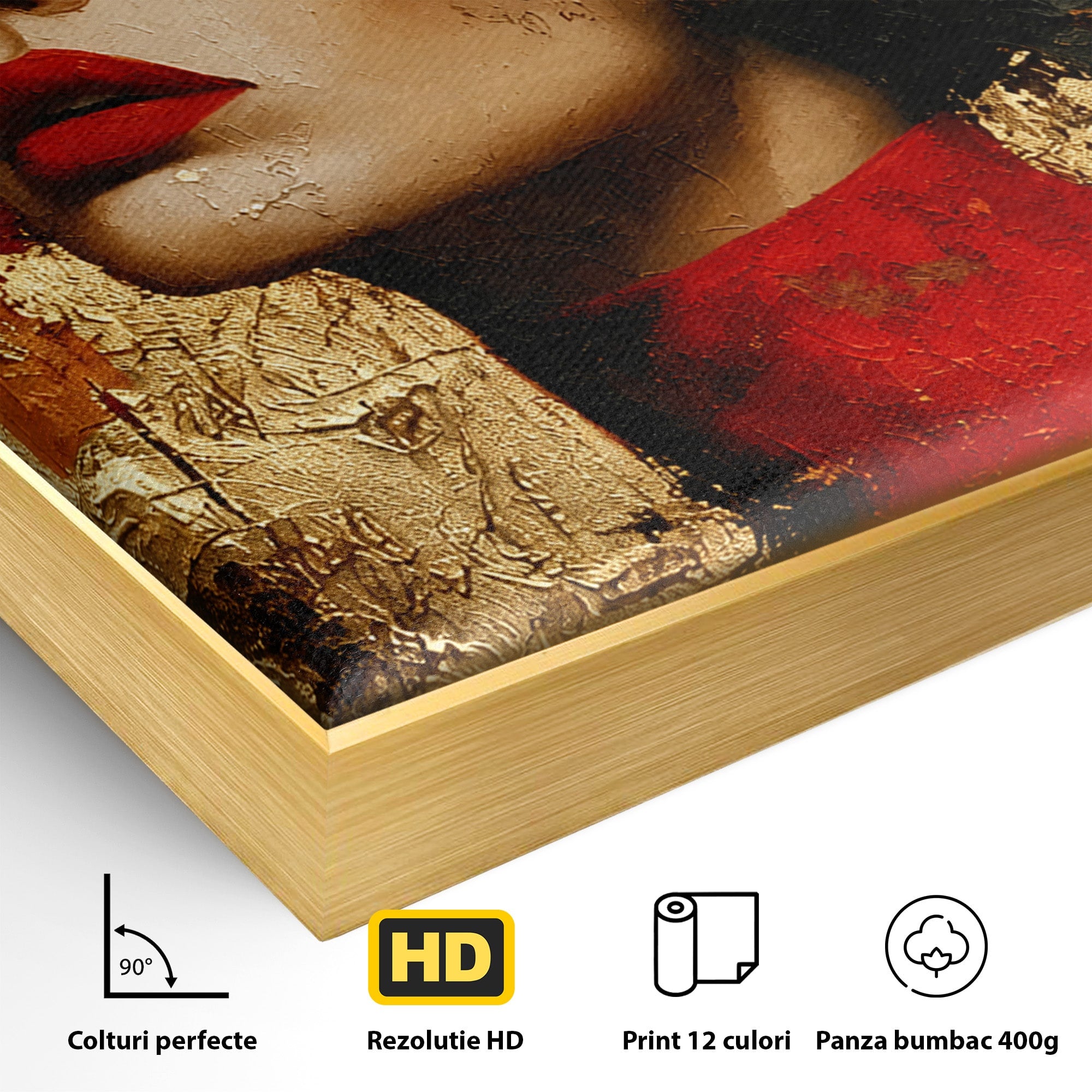 Tablou Canvas Premium LuxCanva® G1255, Misterul Macilor Aurii, Portret, Femeie, Mac, Arta Abstracta, Dormitor, Culori Vibrante