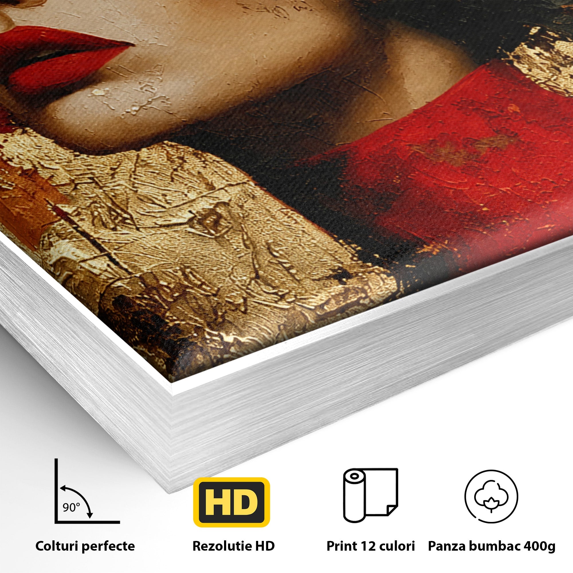 Tablou Canvas Premium LuxCanva® G1255, Misterul Macilor Aurii, Portret, Femeie, Mac, Arta Abstracta, Dormitor, Culori Vibrante
