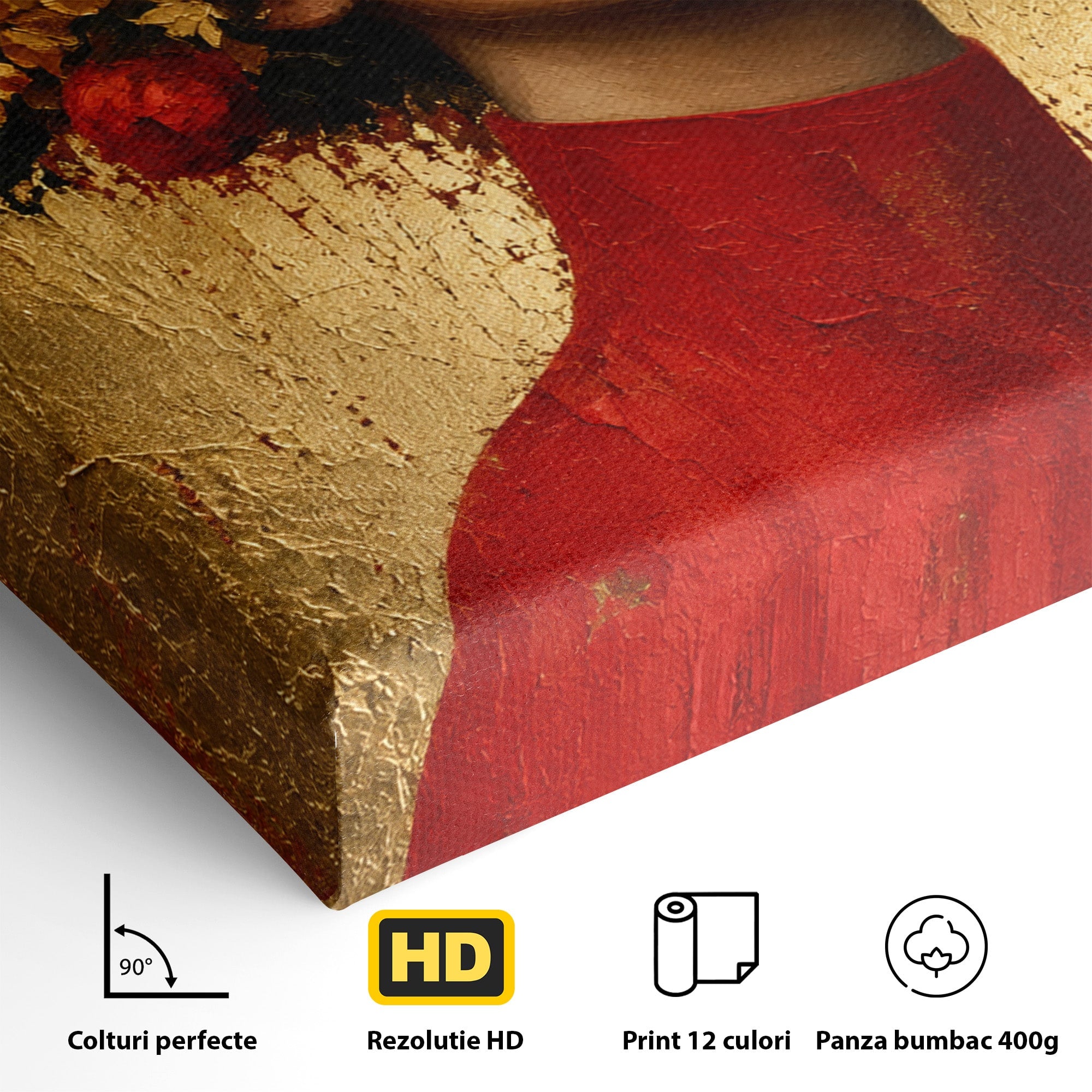 Tablou Canvas Premium LuxCanva® G1256, Femeie Cu Flori, Femeie, Flori, Portret, Eleganta, Living, Culori Vibrante