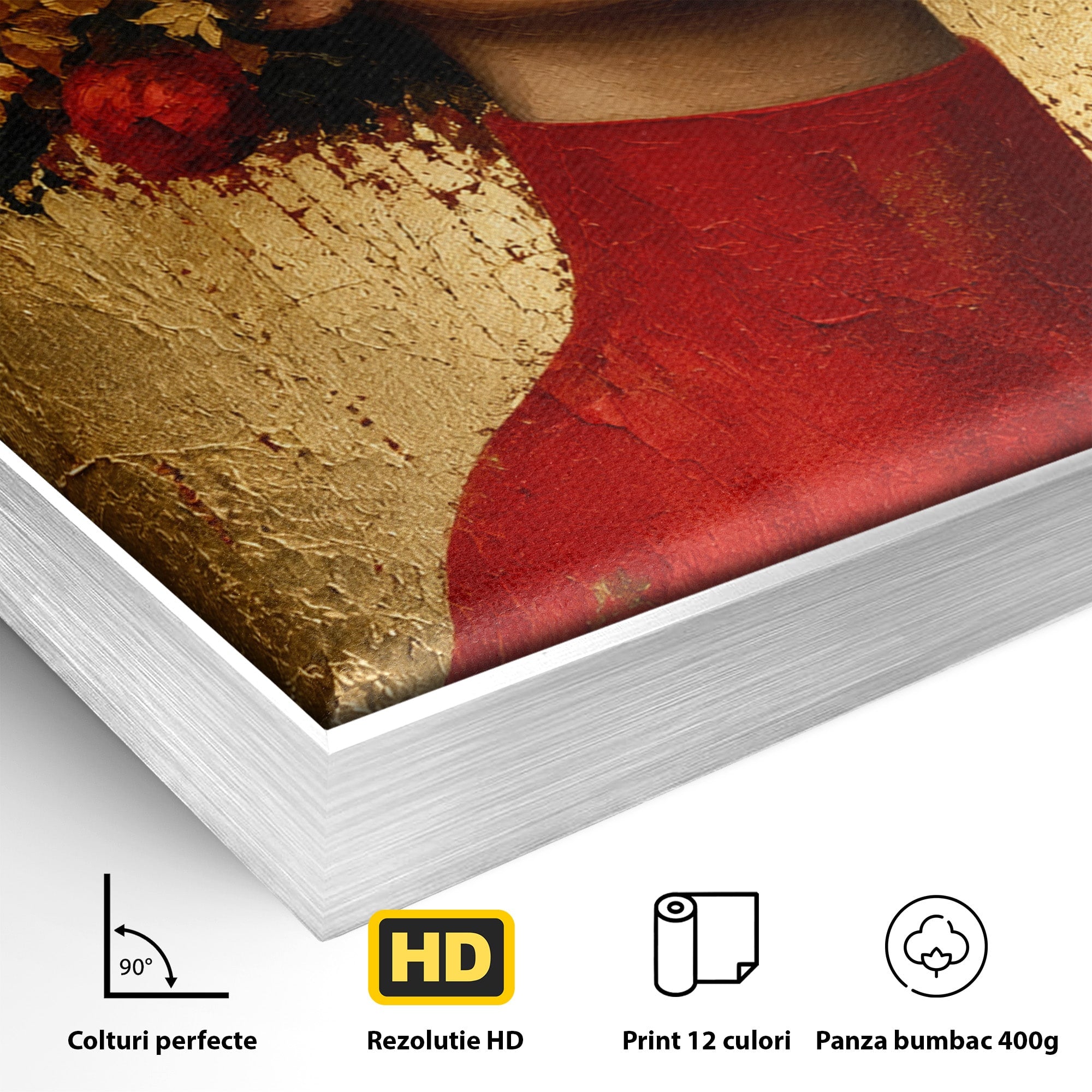 Tablou Canvas Premium LuxCanva® G1256, Femeie Cu Flori, Femeie, Flori, Portret, Eleganta, Living, Culori Vibrante