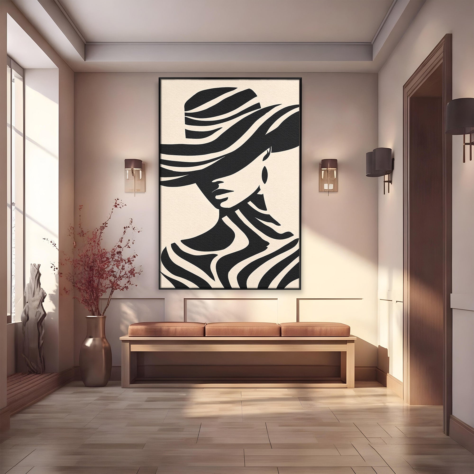 Tablou Canvas Premium LuxCanva® G1257, Silueta Eleganta, Portret, Moda, Stil, Eleganta, Dormitor, Culori Vibrante
