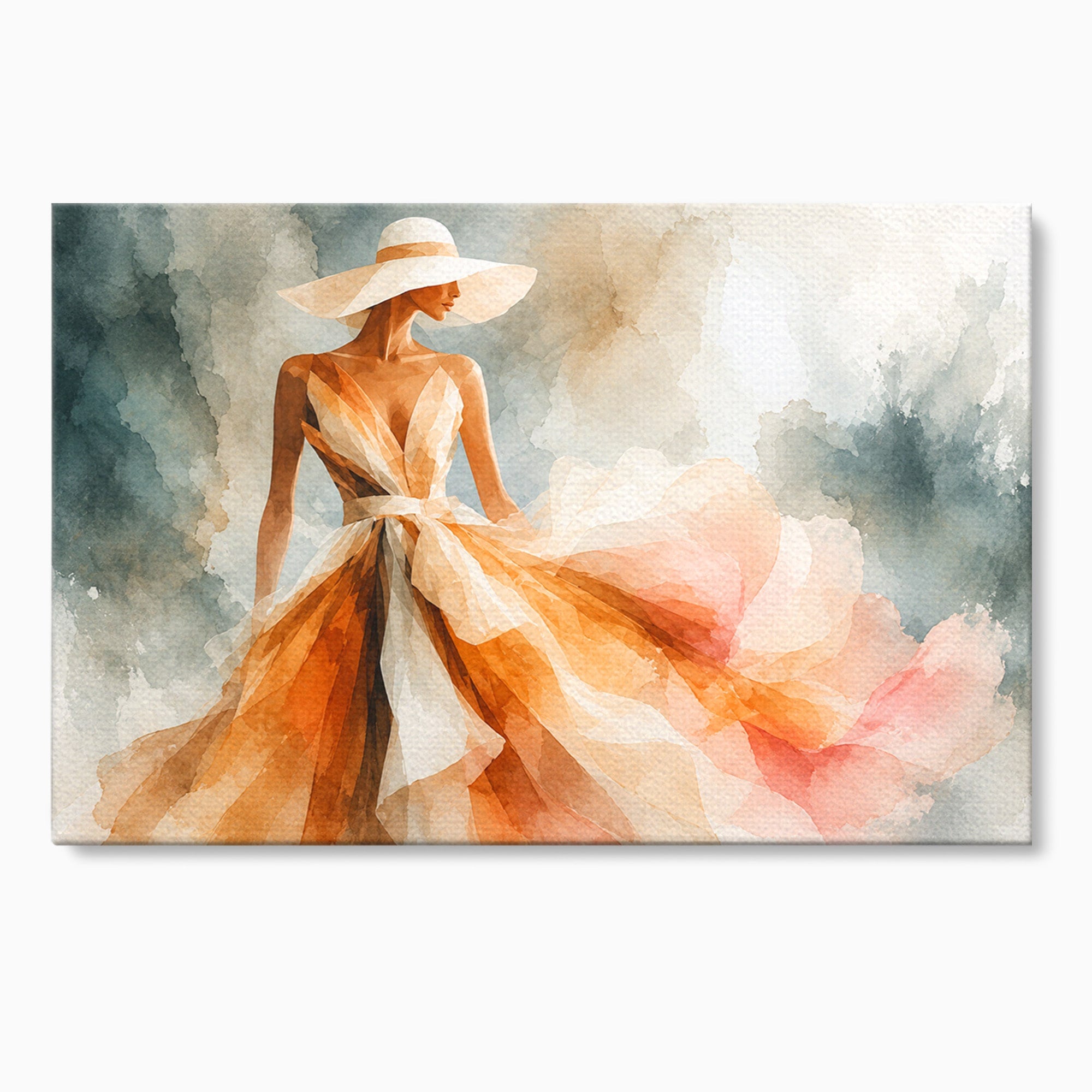 Tablou Canvas Premium LuxCanva® G1258, Eleganta In Miscare, Moda, Femeie, Eleganta, Rochie, Living, Arta, Culori Vibrante