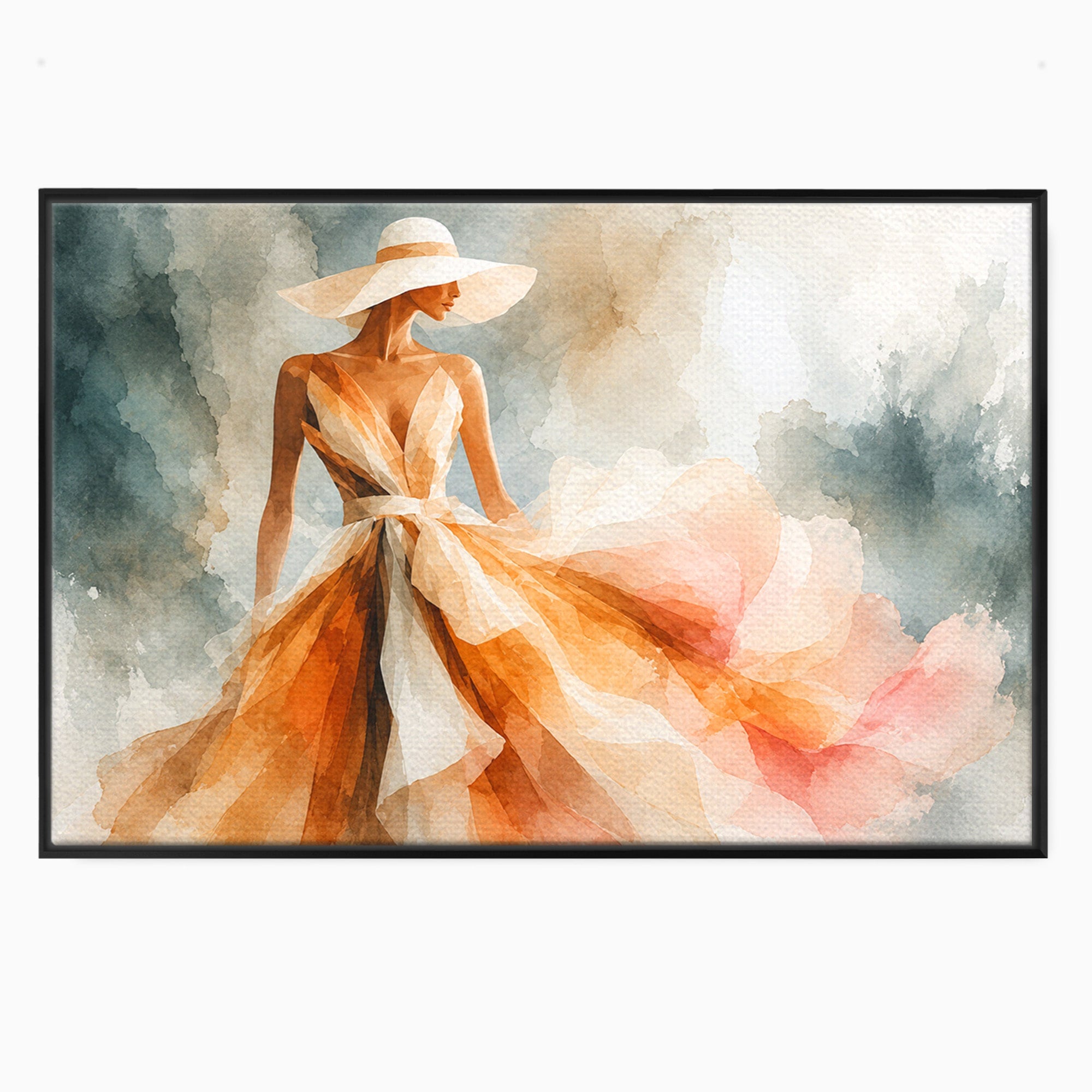 Tablou Canvas Premium LuxCanva® G1258, Eleganta In Miscare, Moda, Femeie, Eleganta, Rochie, Living, Arta, Culori Vibrante