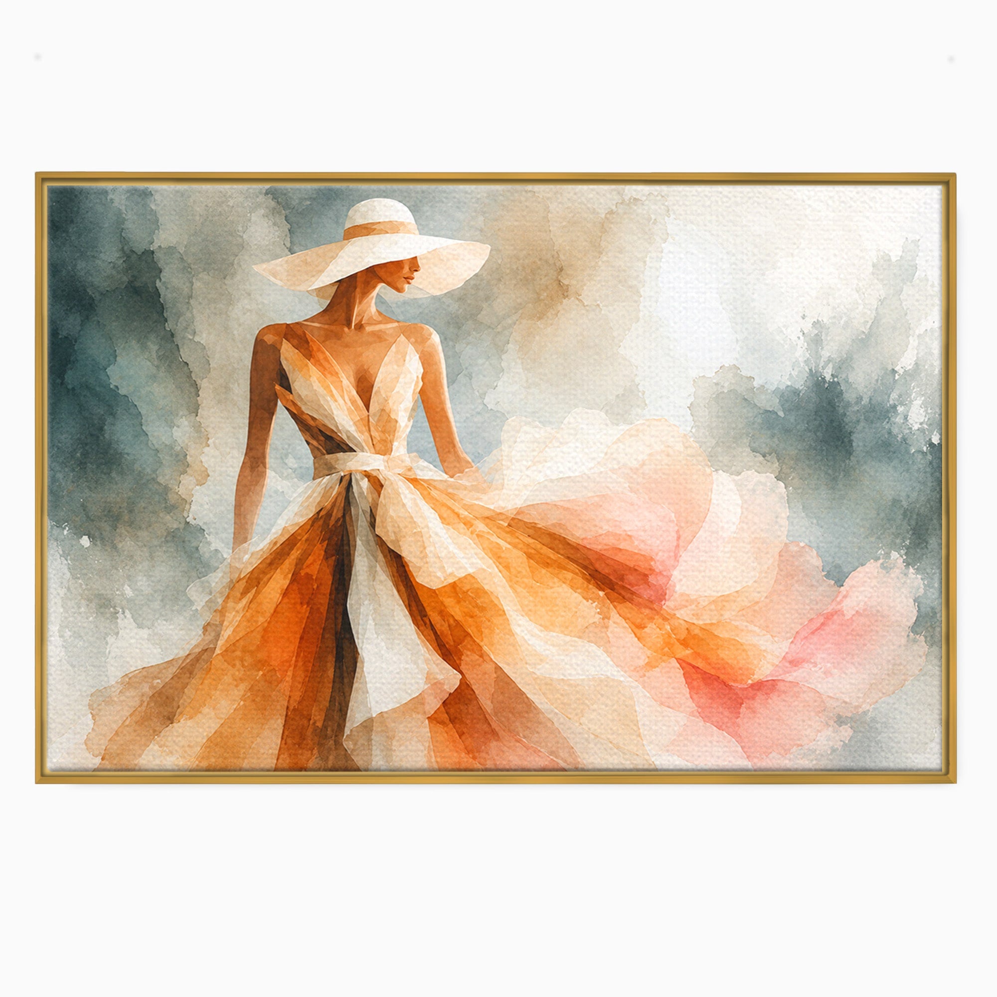 Tablou Canvas Premium LuxCanva® G1258, Eleganta In Miscare, Moda, Femeie, Eleganta, Rochie, Living, Arta, Culori Vibrante