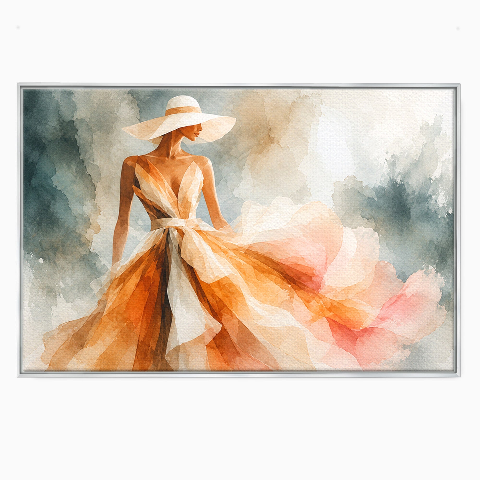 Tablou Canvas Premium LuxCanva® G1258, Eleganta In Miscare, Moda, Femeie, Eleganta, Rochie, Living, Arta, Culori Vibrante