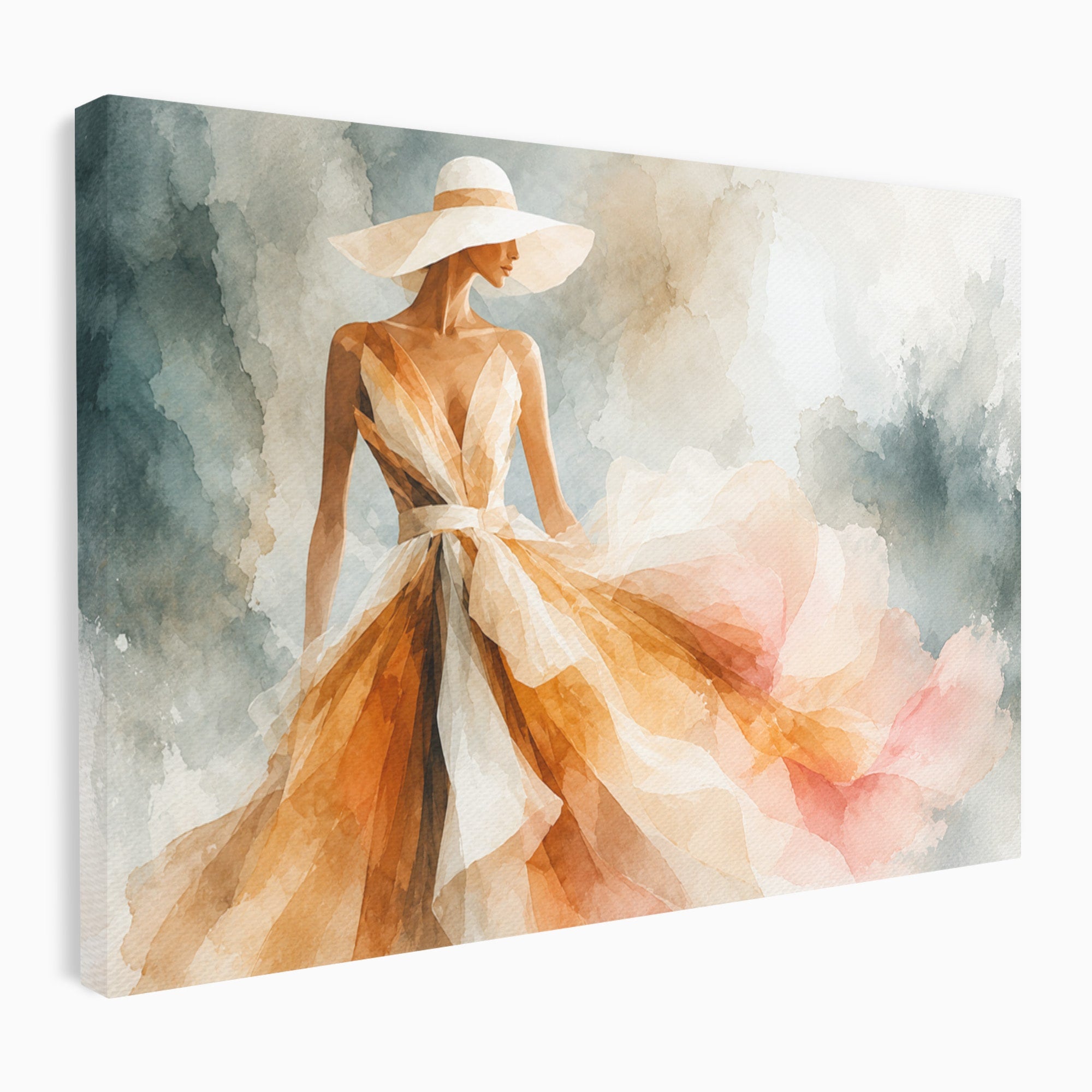 Tablou Canvas Premium LuxCanva® G1258, Eleganta In Miscare, Moda, Femeie, Eleganta, Rochie, Living, Arta, Culori Vibrante