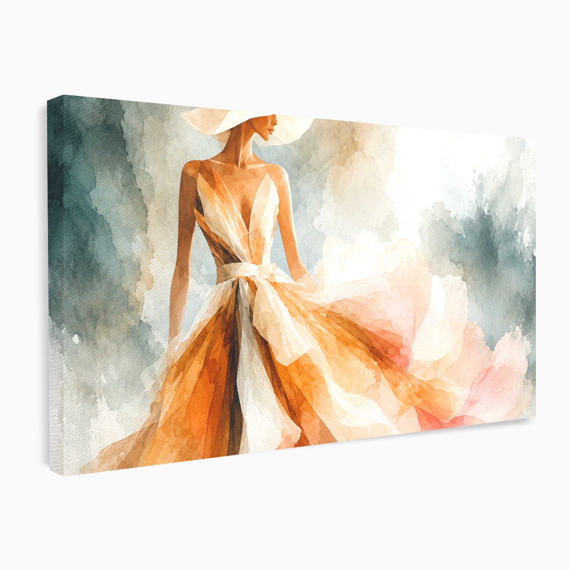Tablou Canvas Premium LuxCanva® G1258, Eleganta In Miscare, Moda, Femeie, Eleganta, Rochie, Living, Arta, Culori Vibrante