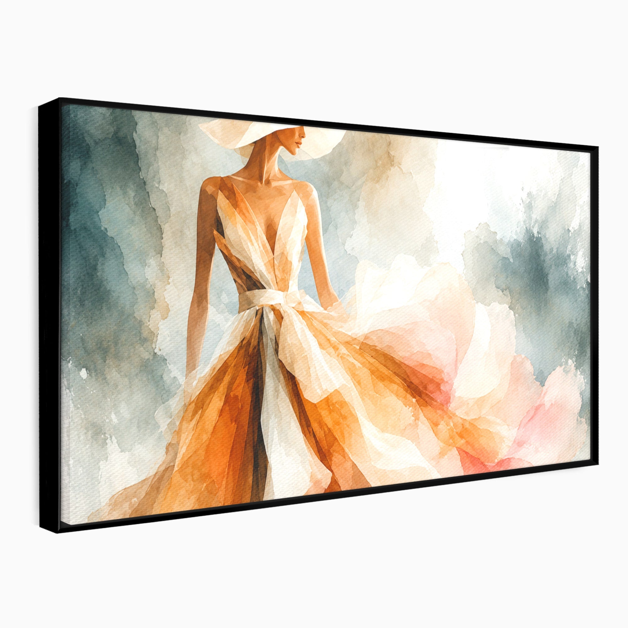 Tablou Canvas Premium LuxCanva® G1258, Eleganta In Miscare, Moda, Femeie, Eleganta, Rochie, Living, Arta, Culori Vibrante