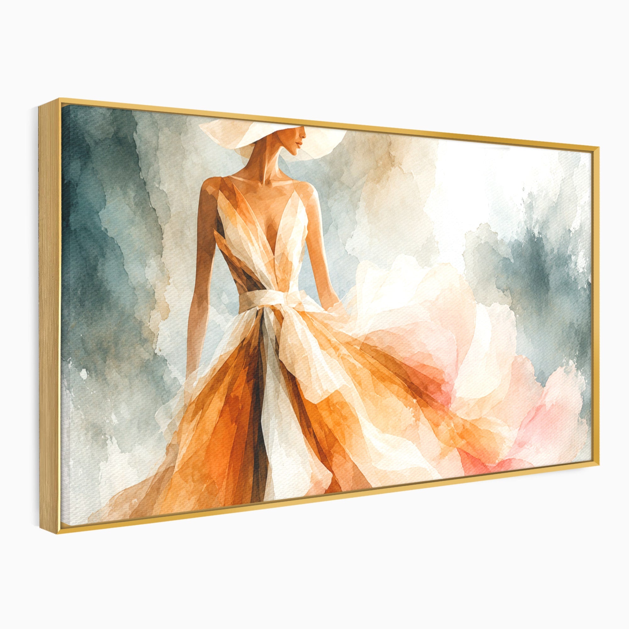 Tablou Canvas Premium LuxCanva® G1258, Eleganta In Miscare, Moda, Femeie, Eleganta, Rochie, Living, Arta, Culori Vibrante