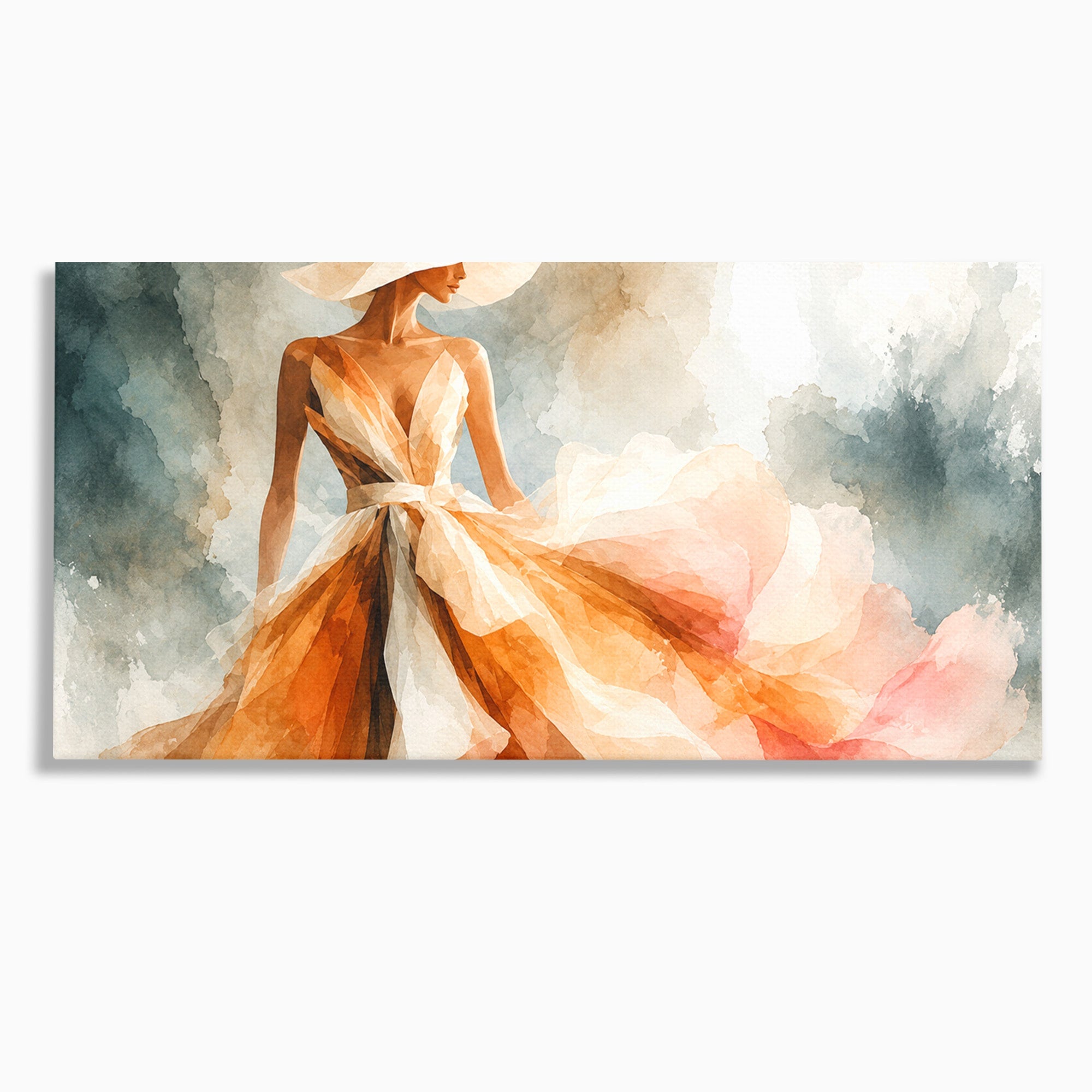 Tablou Canvas Premium LuxCanva® G1258, Eleganta In Miscare, Moda, Femeie, Eleganta, Rochie, Living, Arta, Culori Vibrante