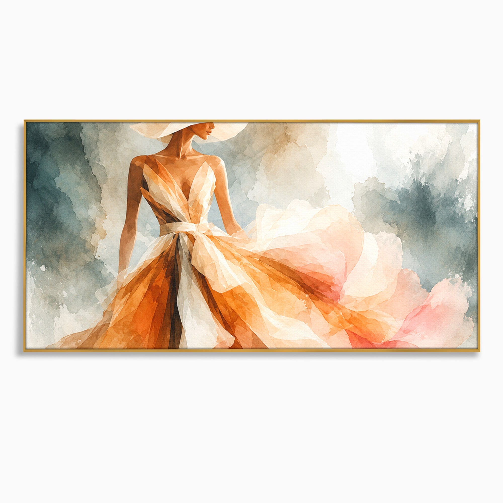 Tablou Canvas Premium LuxCanva® G1258, Eleganta In Miscare, Moda, Femeie, Eleganta, Rochie, Living, Arta, Culori Vibrante
