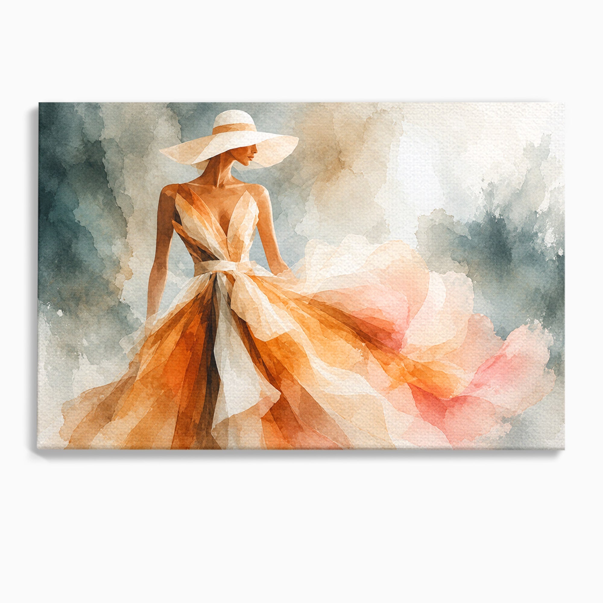 Tablou Canvas Premium LuxCanva® G1258, Eleganta In Miscare, Moda, Femeie, Eleganta, Rochie, Living, Arta, Culori Vibrante