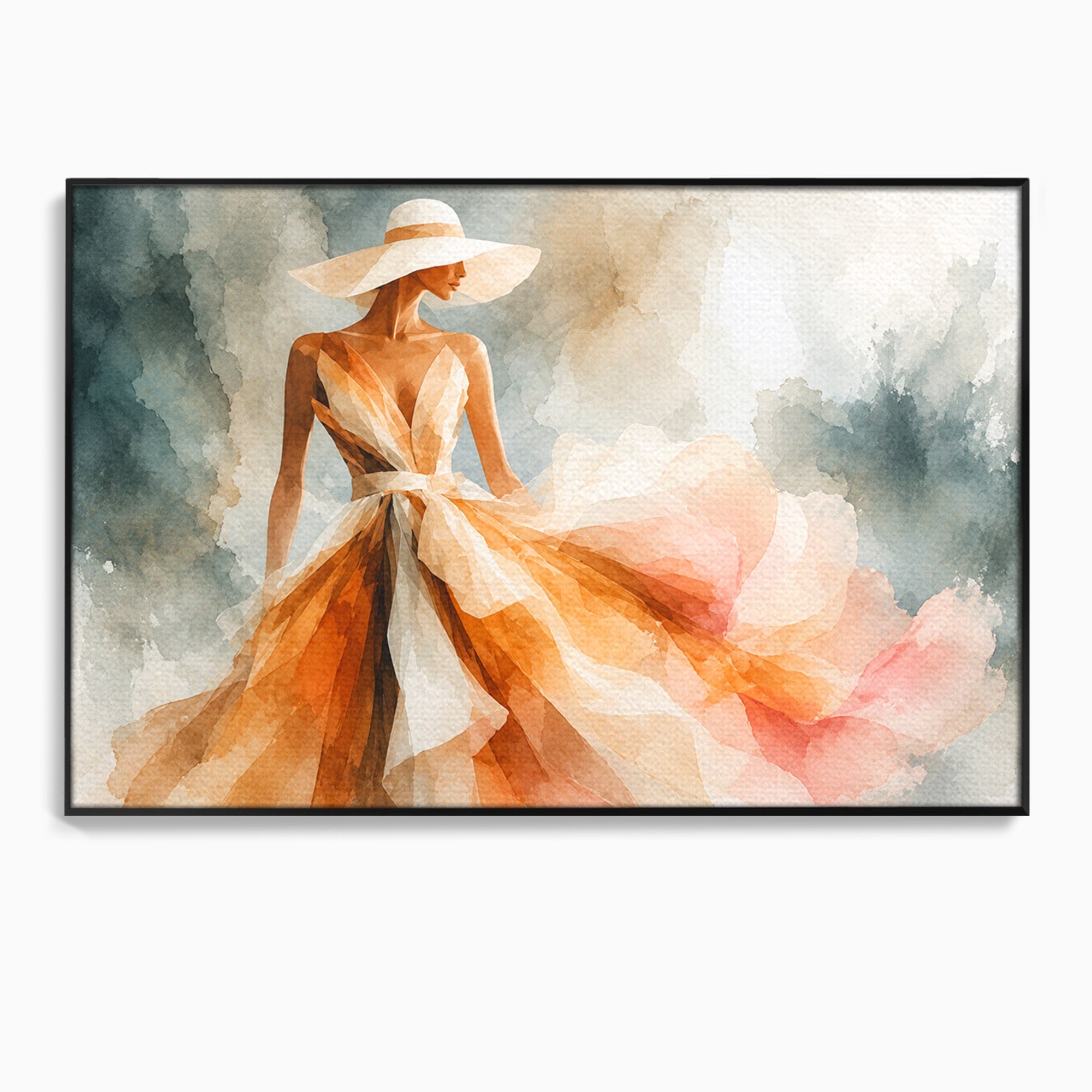 Tablou Canvas Premium LuxCanva® G1258, Eleganta In Miscare, Moda, Femeie, Eleganta, Rochie, Living, Arta, Culori Vibrante