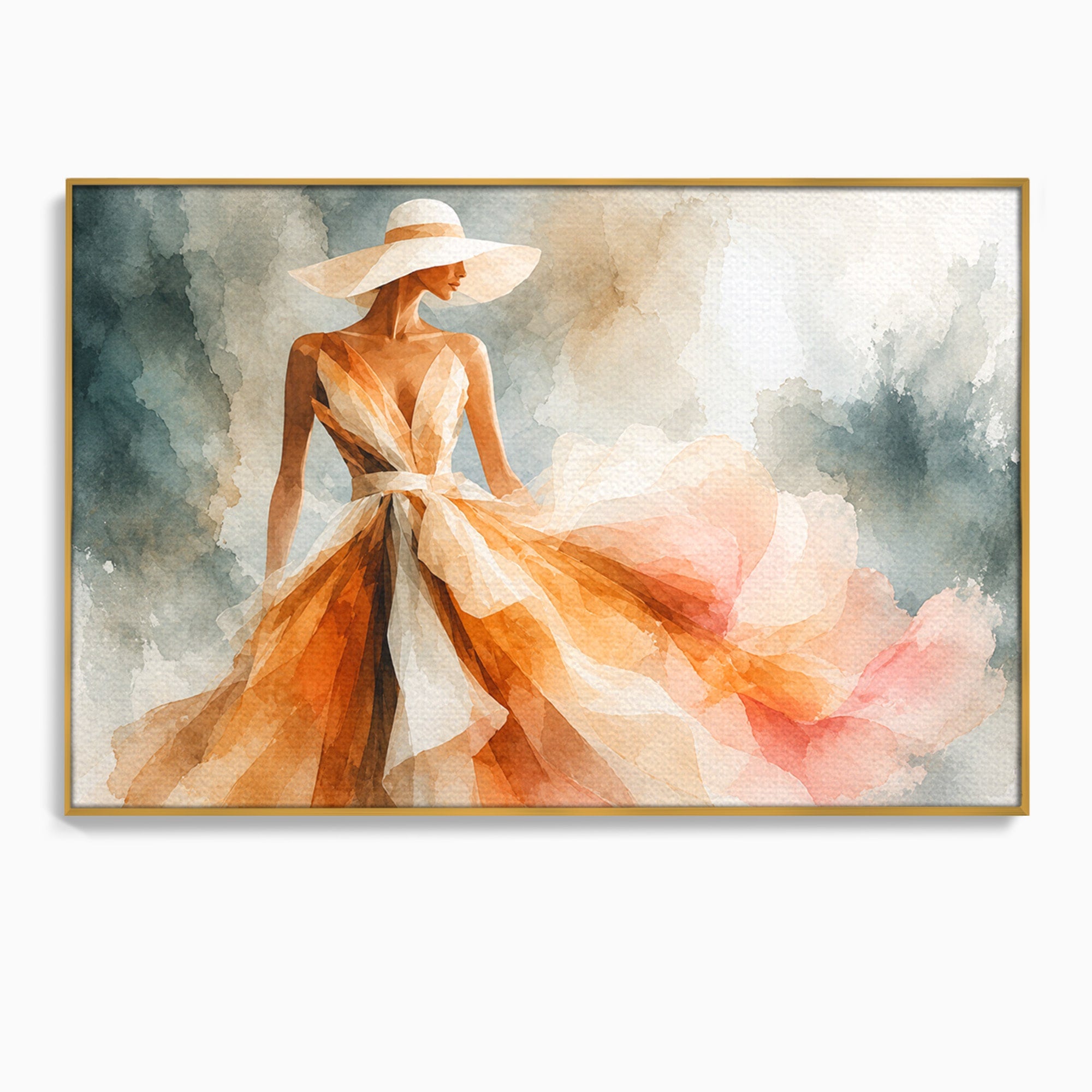 Tablou Canvas Premium LuxCanva® G1258, Eleganta In Miscare, Moda, Femeie, Eleganta, Rochie, Living, Arta, Culori Vibrante