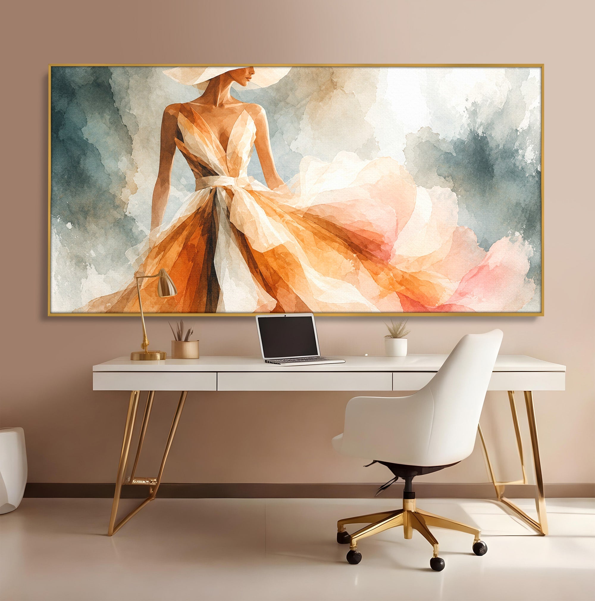 Tablou Canvas Premium LuxCanva® G1258, Eleganta In Miscare, Moda, Femeie, Eleganta, Rochie, Living, Arta, Culori Vibrante