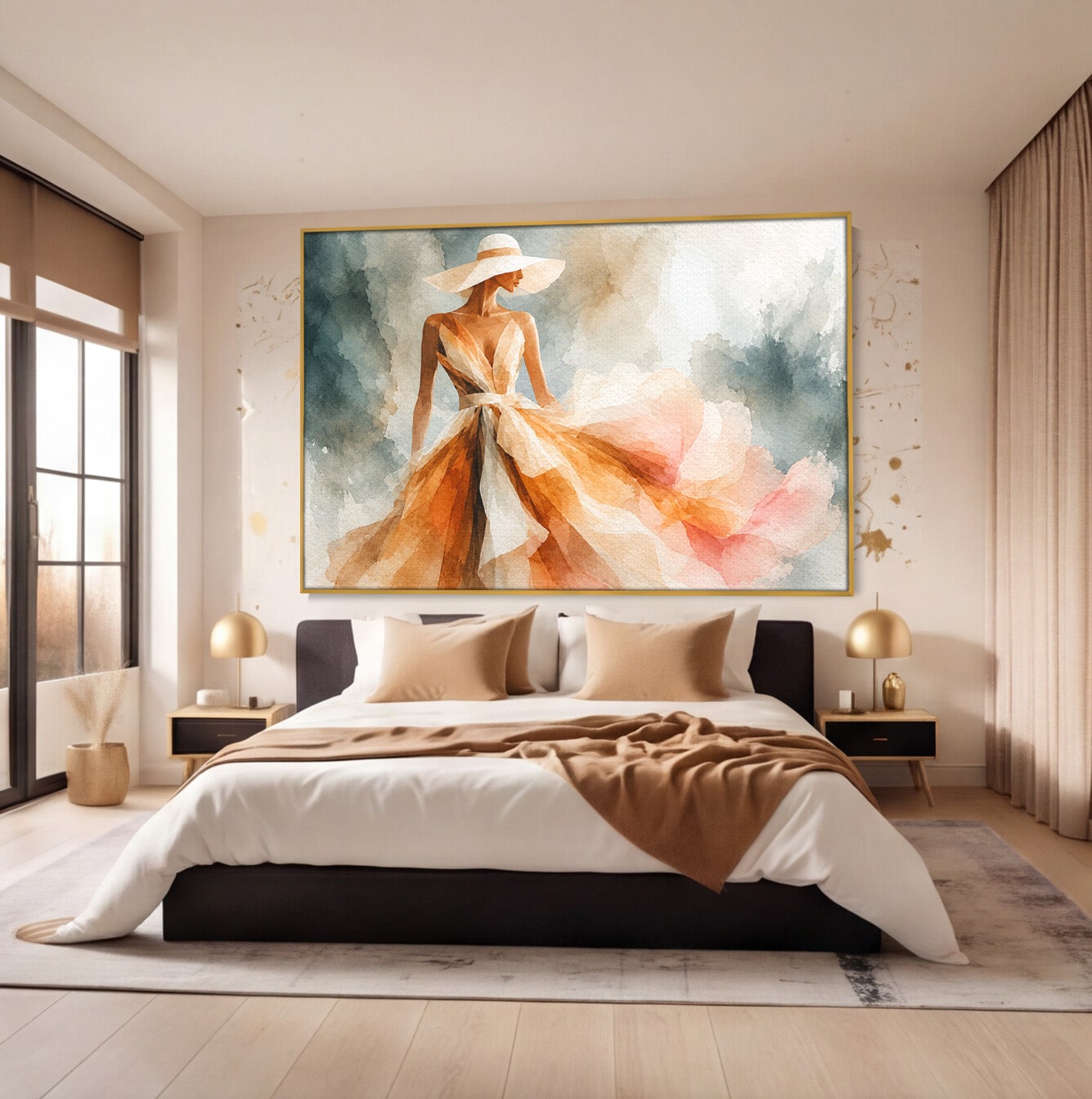 Tablou Canvas Premium LuxCanva® G1258, Eleganta In Miscare, Moda, Femeie, Eleganta, Rochie, Living, Arta, Culori Vibrante